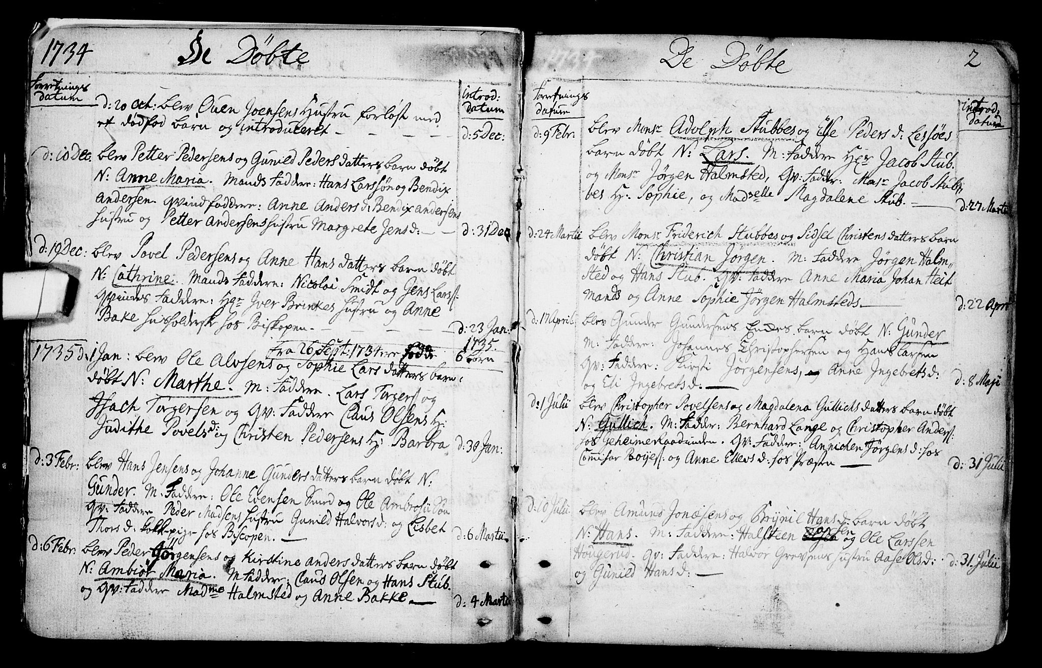 Gamlebyen prestekontor Kirkebøker, AV/SAO-A-10884/F/Fa/L0001: Parish register (official) no. 1, 1734-1818, p. 2