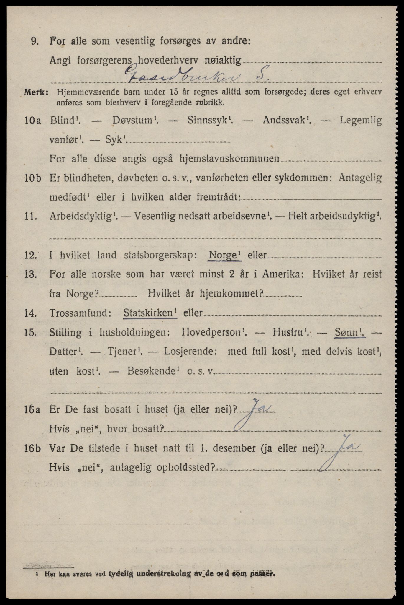 SAST, 1920 census for Nedstrand, 1920, p. 3334