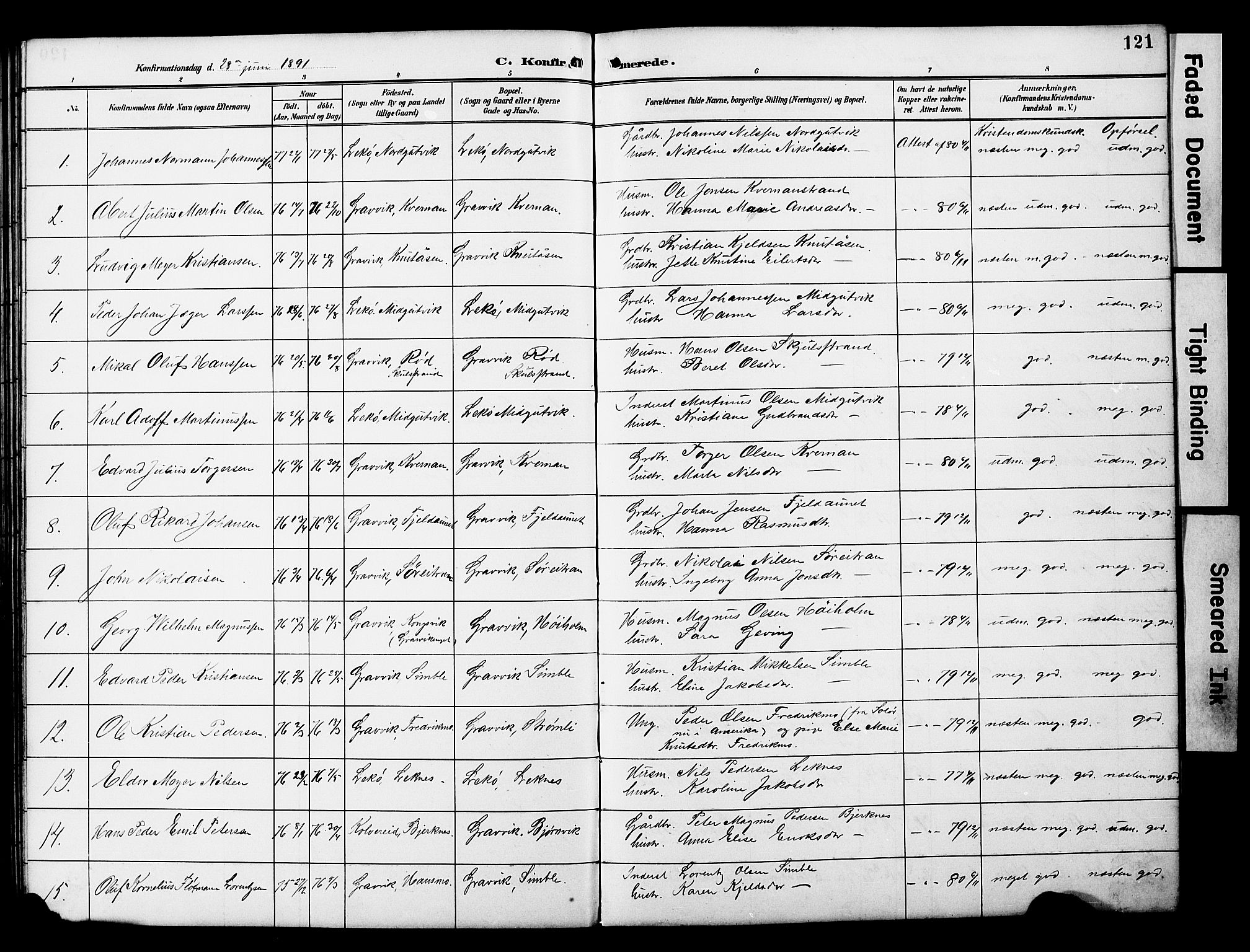 Ministerialprotokoller, klokkerbøker og fødselsregistre - Nord-Trøndelag, AV/SAT-A-1458/788/L0701: Parish register (copy) no. 788C01, 1888-1913, p. 121