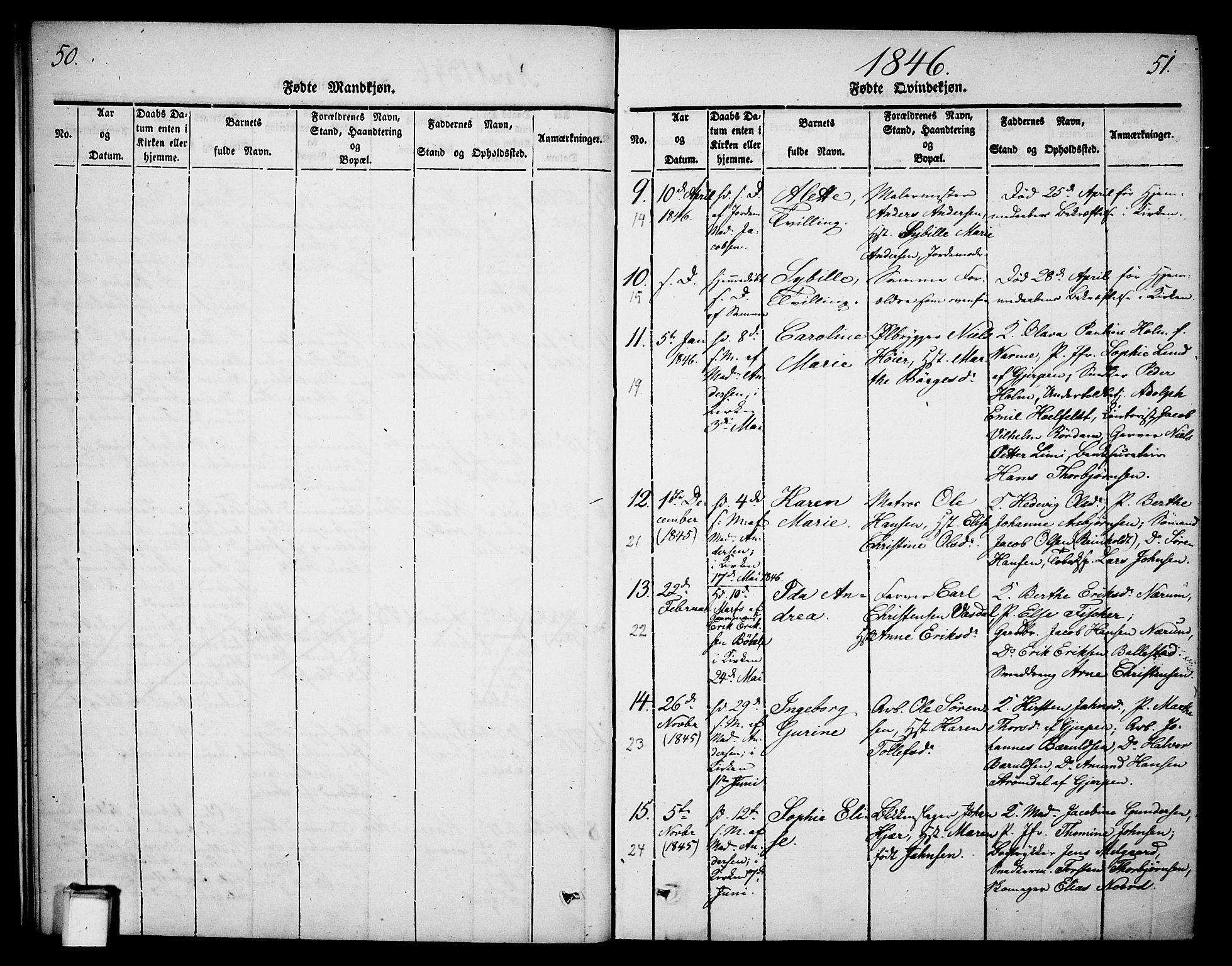 Skien kirkebøker, AV/SAKO-A-302/G/Ga/L0003: Parish register (copy) no. 3, 1843-1847, p. 50-51