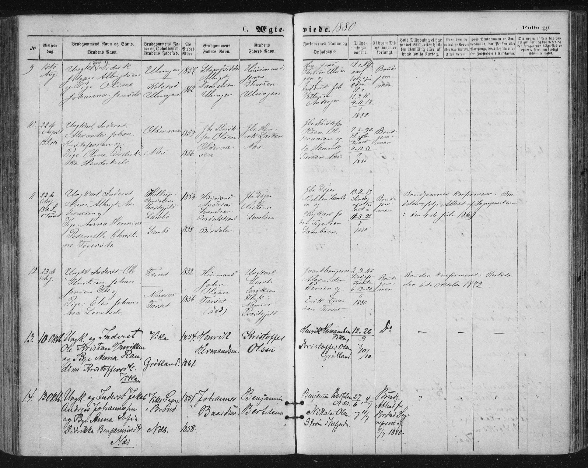 Ministerialprotokoller, klokkerbøker og fødselsregistre - Nordland, SAT/A-1459/816/L0241: Parish register (official) no. 816A07, 1870-1885, p. 211