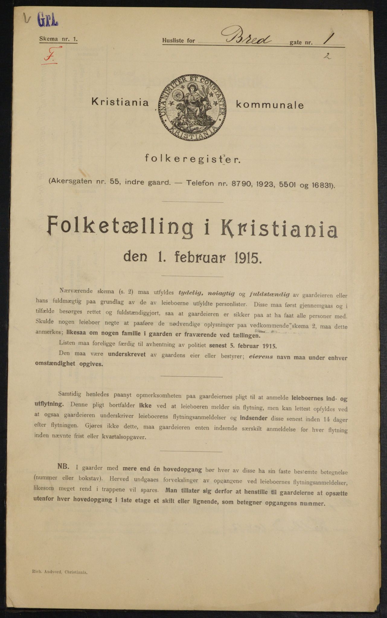 OBA, Municipal Census 1915 for Kristiania, 1915, p. 8040