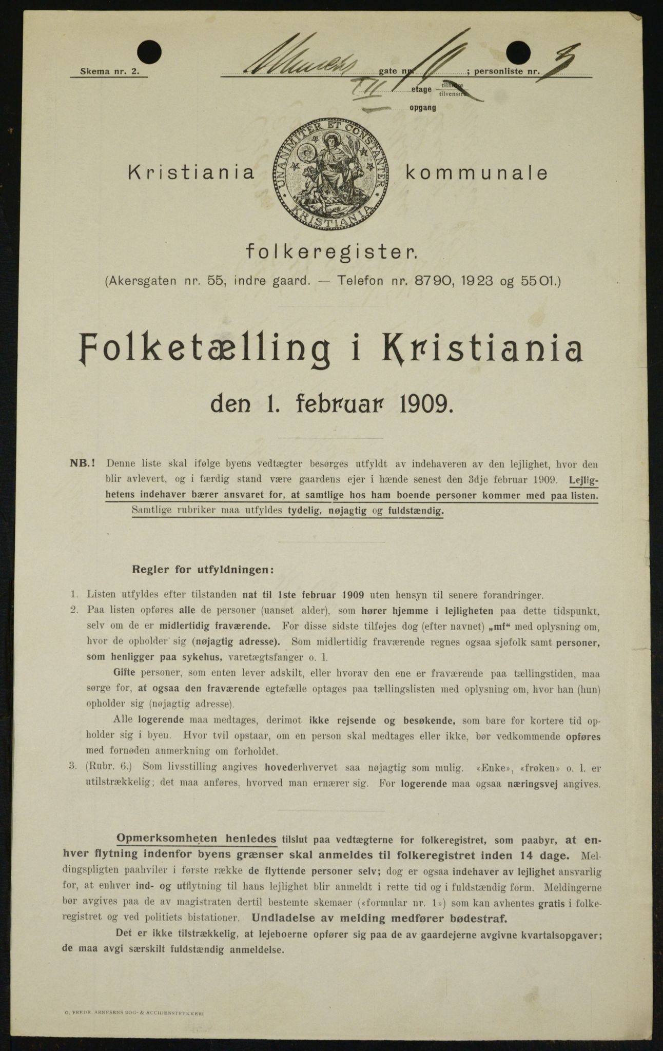 OBA, Municipal Census 1909 for Kristiania, 1909, p. 60386