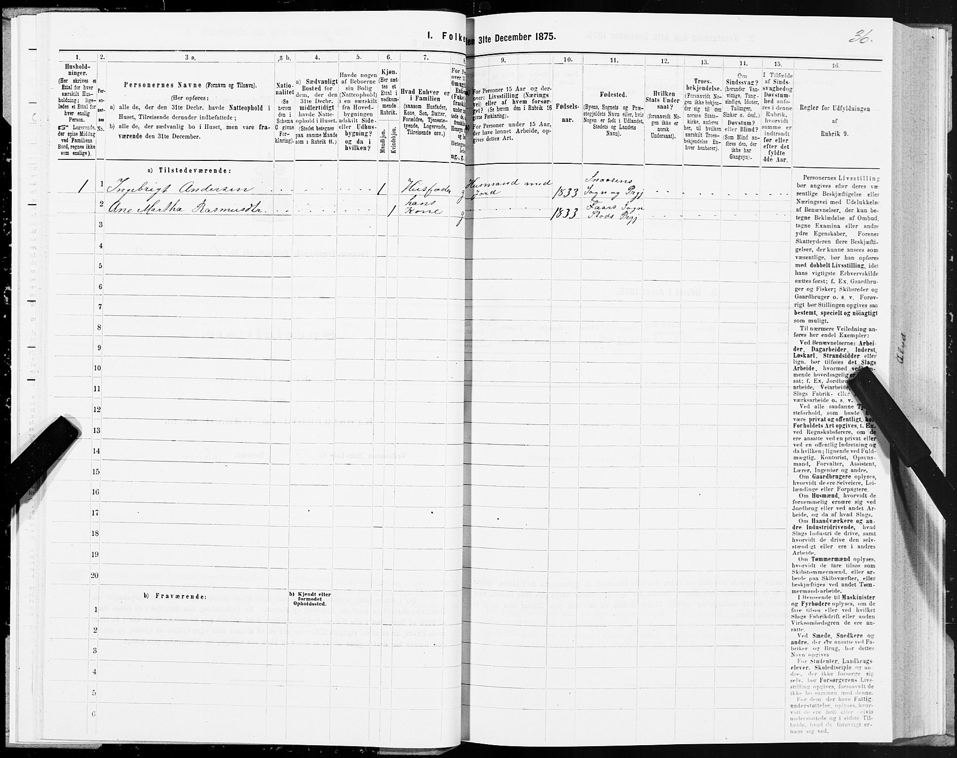 SAT, 1875 census for 1736P Snåsa, 1875, p. 3036