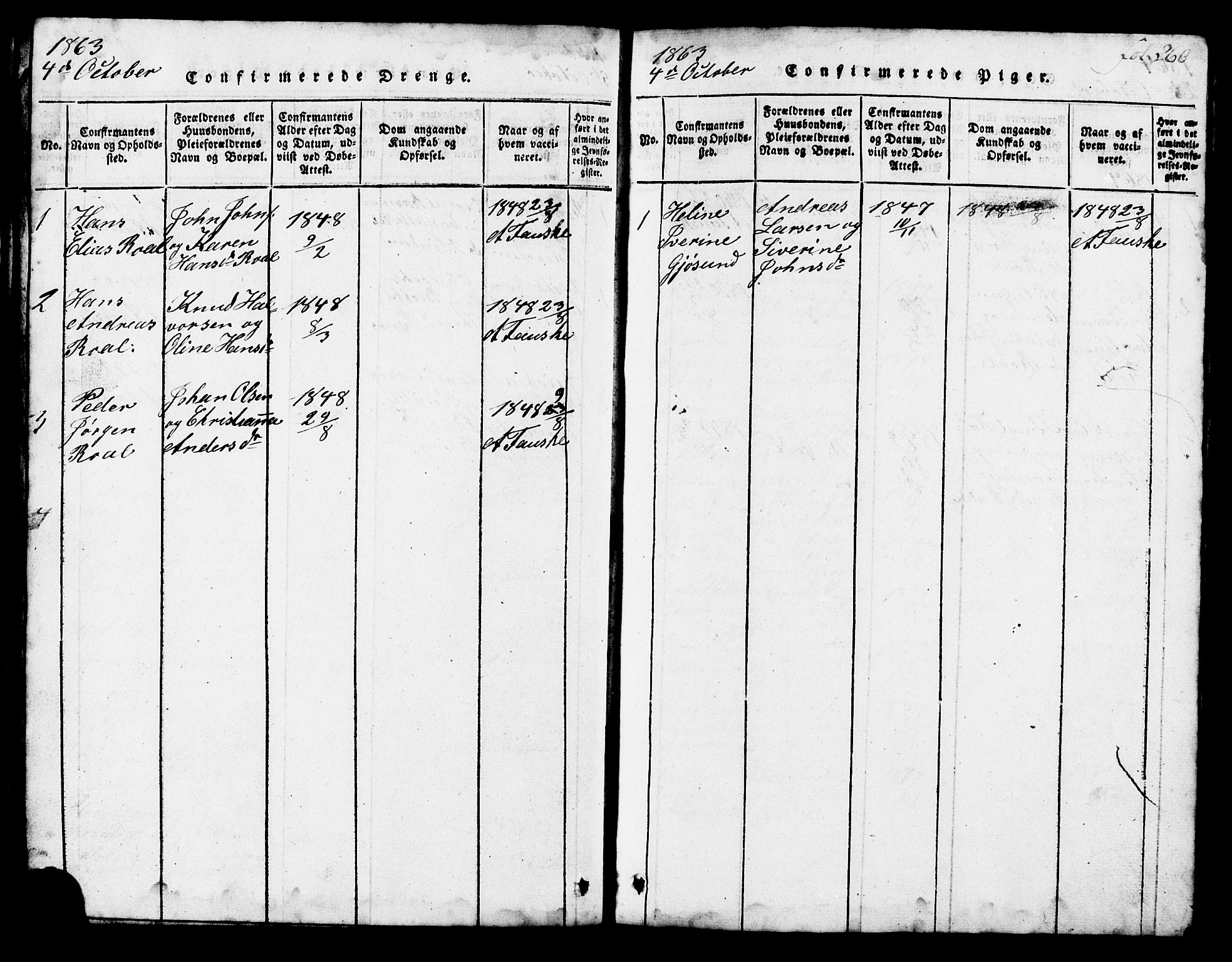 Ministerialprotokoller, klokkerbøker og fødselsregistre - Møre og Romsdal, SAT/A-1454/537/L0520: Parish register (copy) no. 537C01, 1819-1868, p. 260