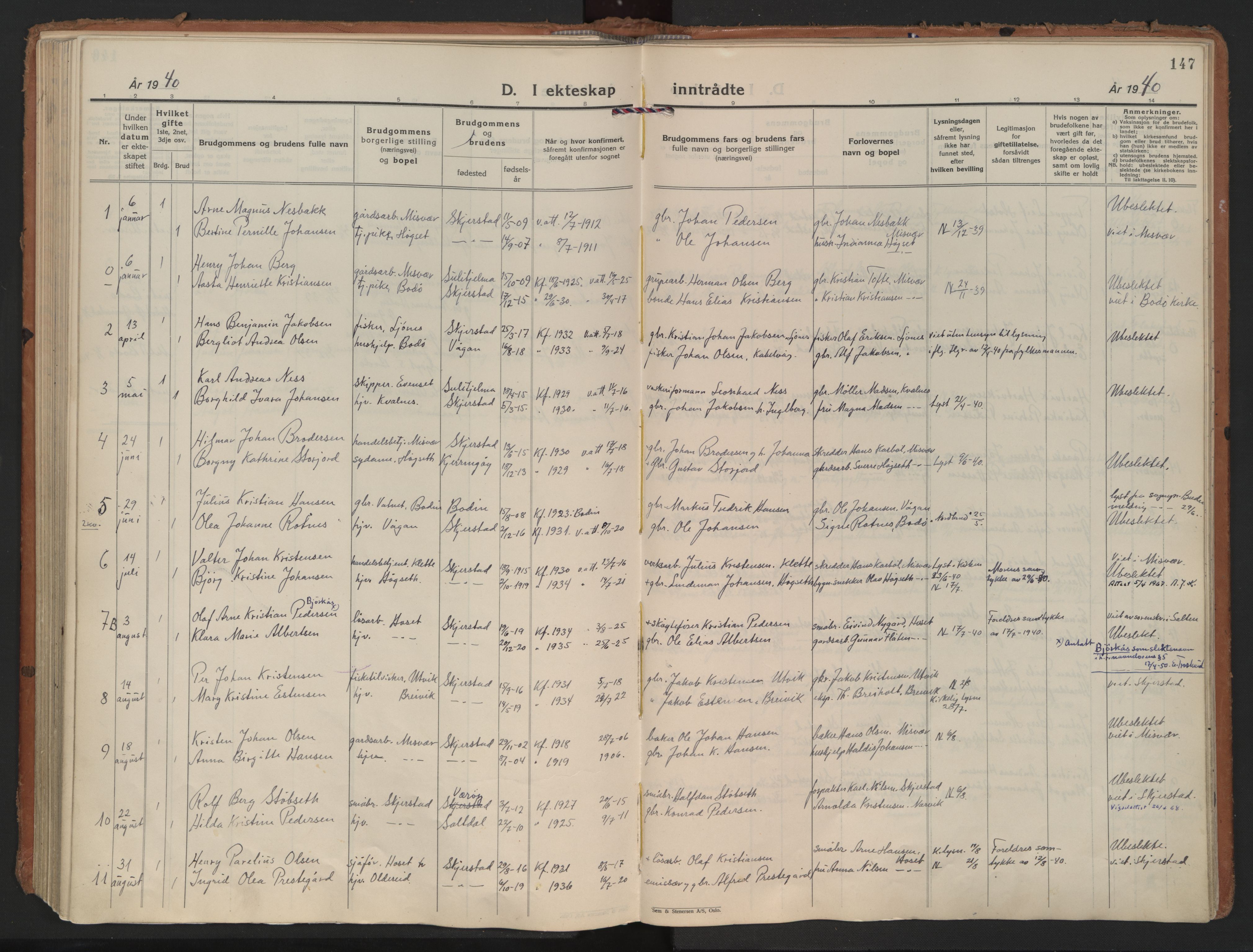 Ministerialprotokoller, klokkerbøker og fødselsregistre - Nordland, AV/SAT-A-1459/852/L0749: Parish register (official) no. 852A19, 1933-1951, p. 147