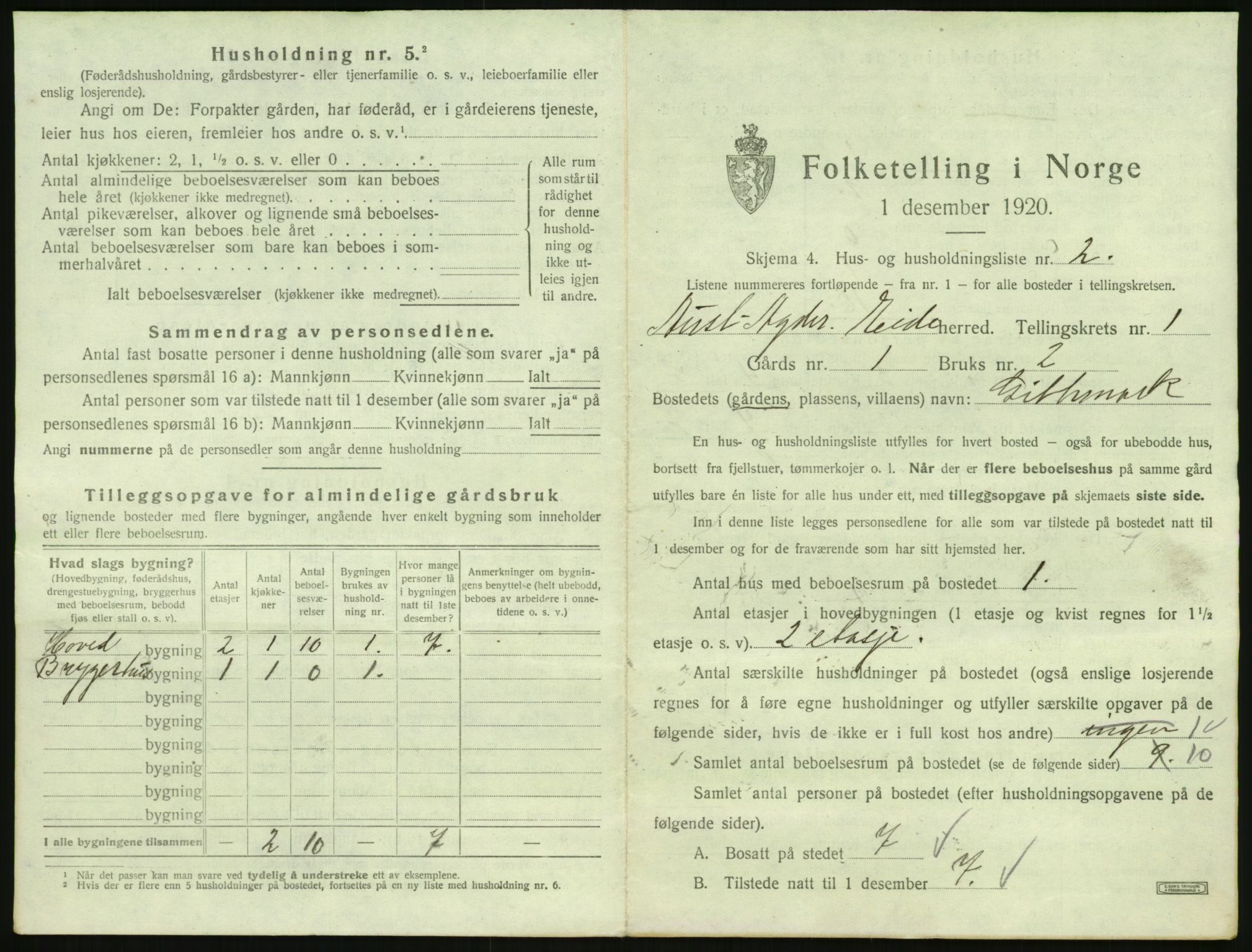 SAK, 1920 census for Eide, 1920, p. 30