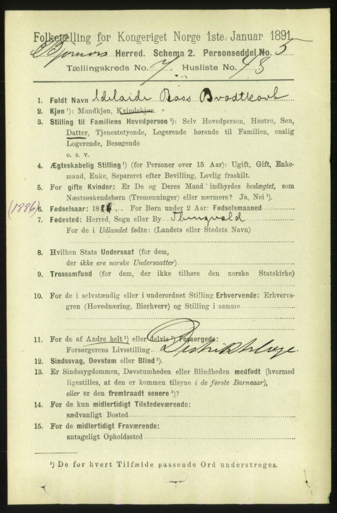 RA, 1891 census for 1632 Bjørnør, 1891, p. 3317