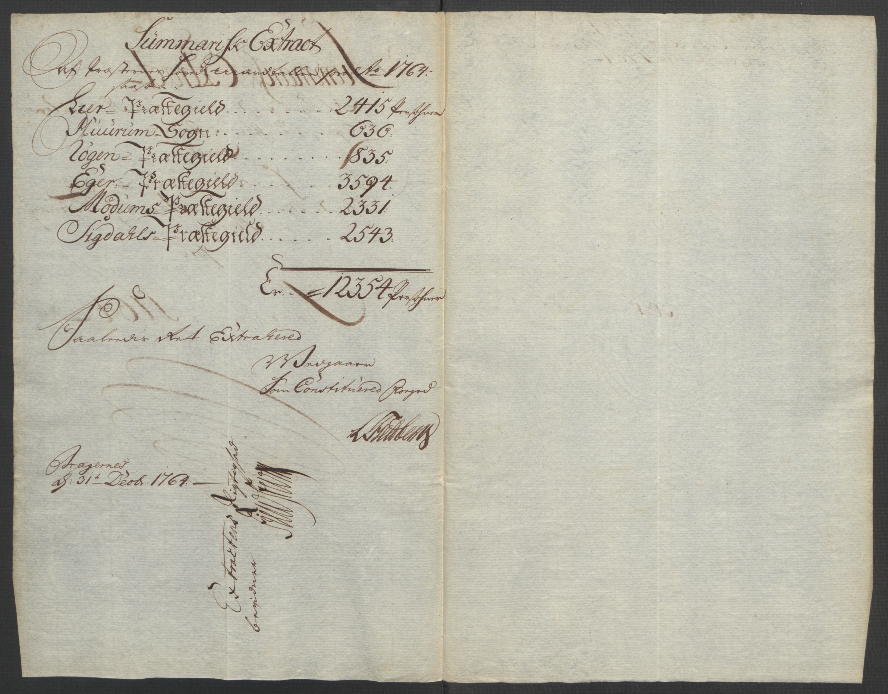 Rentekammeret inntil 1814, Reviderte regnskaper, Fogderegnskap, RA/EA-4092/R31/L1833: Ekstraskatten Hurum, Røyken, Eiker, Lier og Buskerud, 1762-1764, p. 164