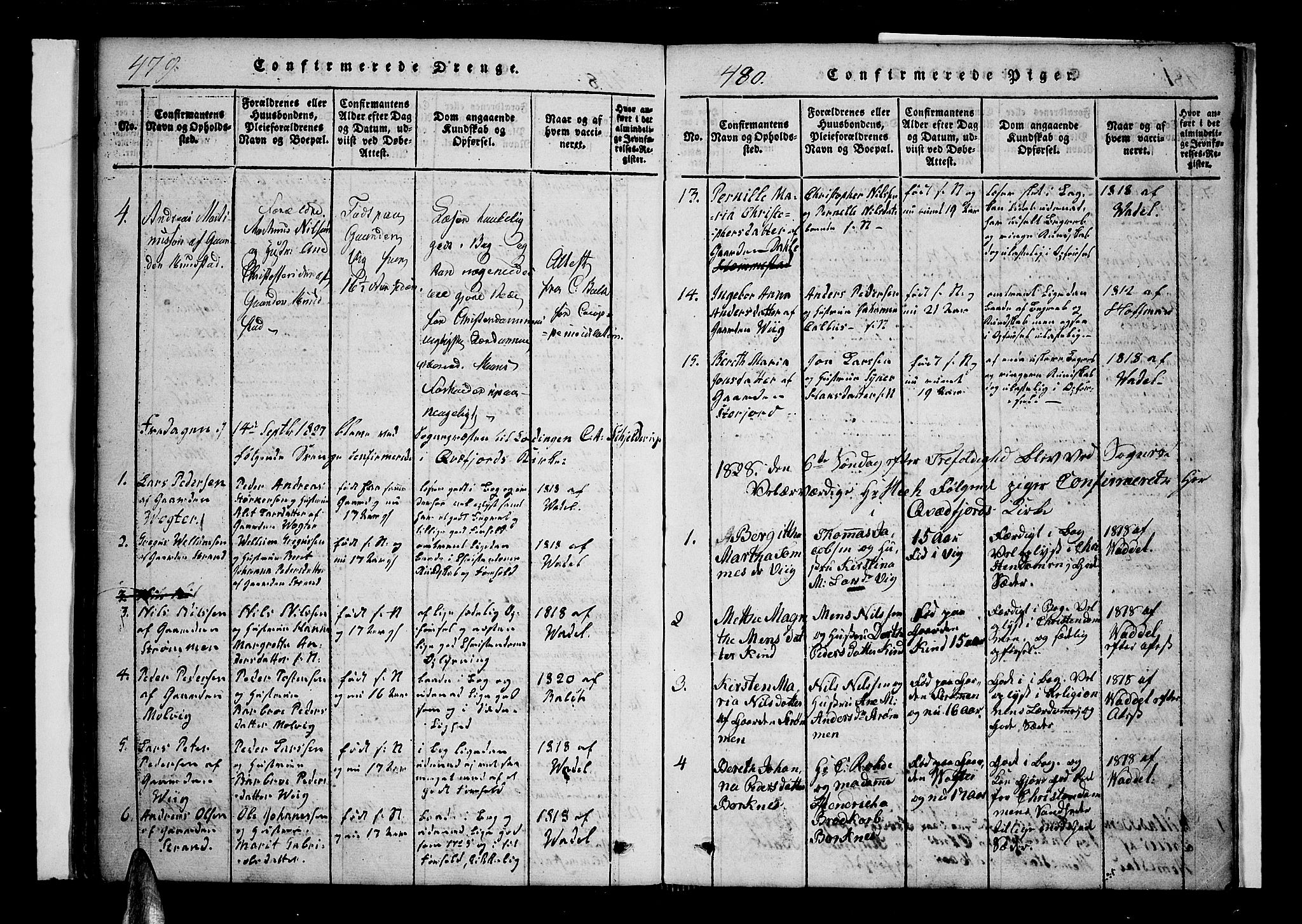 Kvæfjord sokneprestkontor, AV/SATØ-S-1323/G/Ga/Gaa/L0002kirke: Parish register (official) no. 2, 1821-1830, p. 479-480