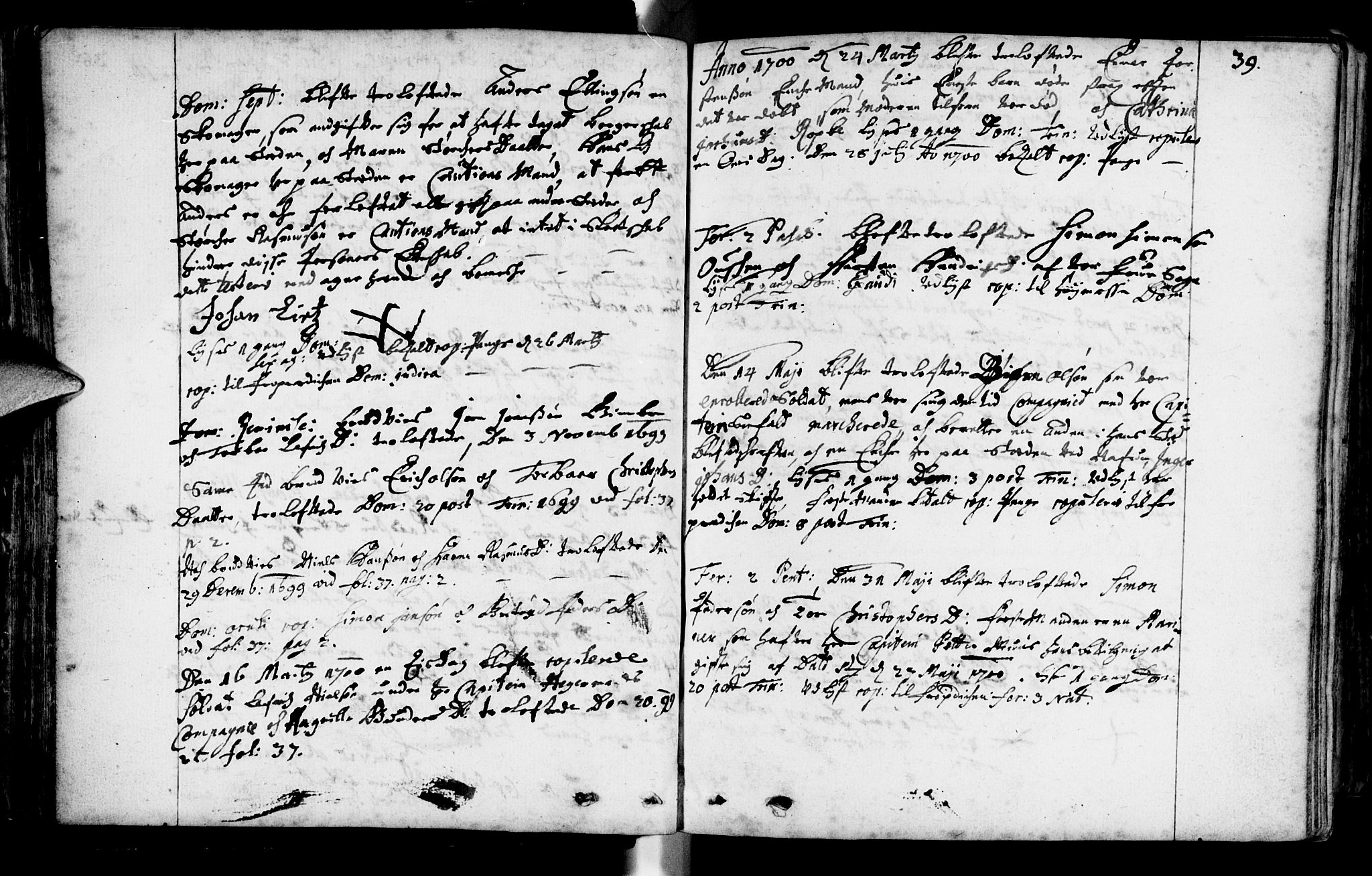 Domkirken sokneprestkontor, AV/SAST-A-101812/001/30/30BA/L0001: Parish register (official) no. A 1 /1, 1688-1727, p. 39