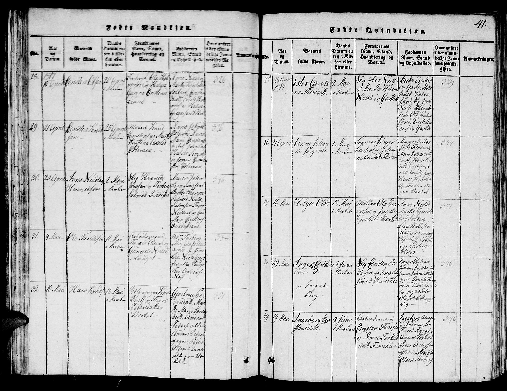 Holt sokneprestkontor, AV/SAK-1111-0021/F/Fb/L0006: Parish register (copy) no. B 6, 1813-1823, p. 41