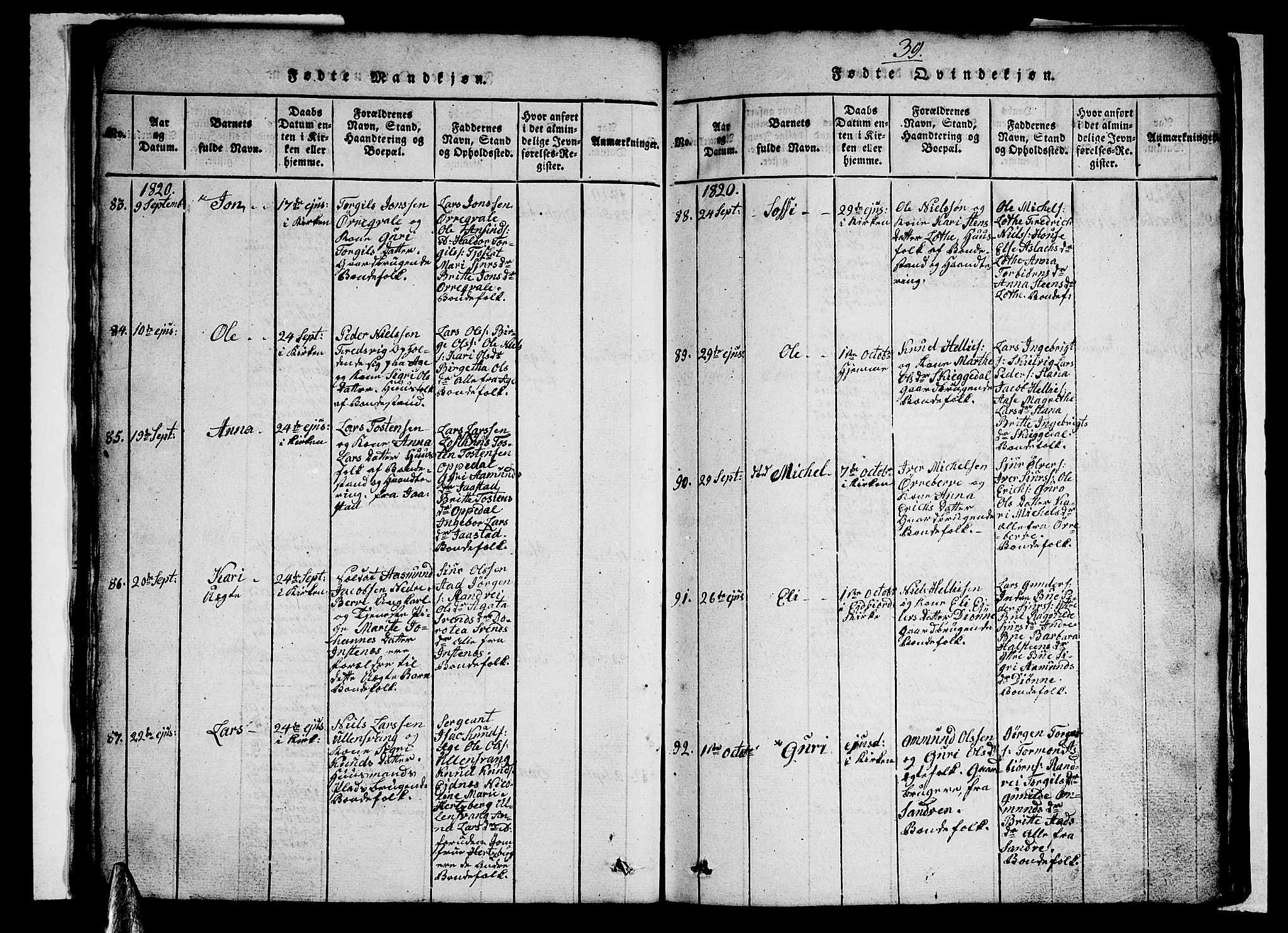 Ullensvang sokneprestembete, AV/SAB-A-78701/H/Hab: Parish register (copy) no. A 3, 1817-1825, p. 39