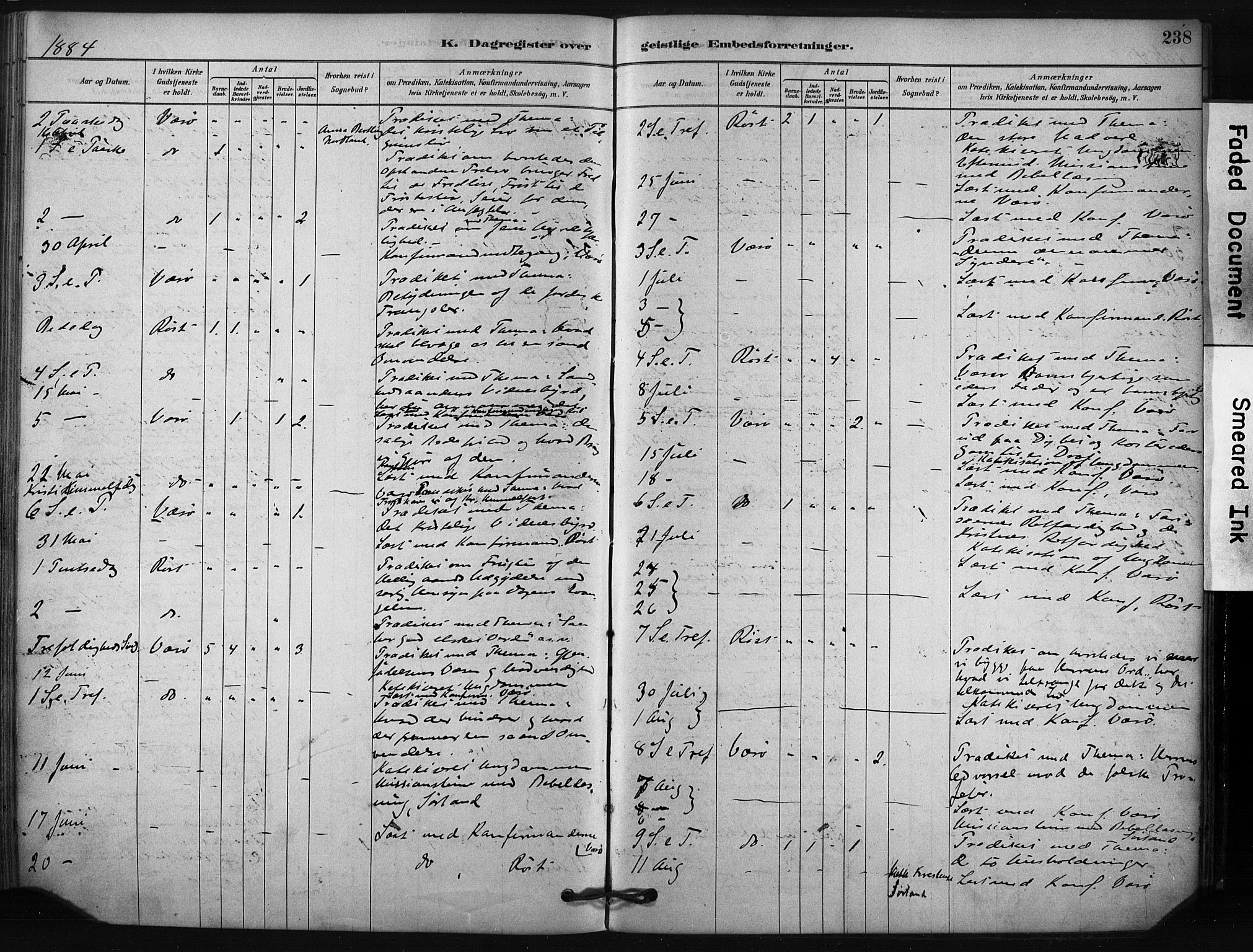 Ministerialprotokoller, klokkerbøker og fødselsregistre - Nordland, AV/SAT-A-1459/807/L0122: Parish register (official) no. 807A05, 1880-1902, p. 238