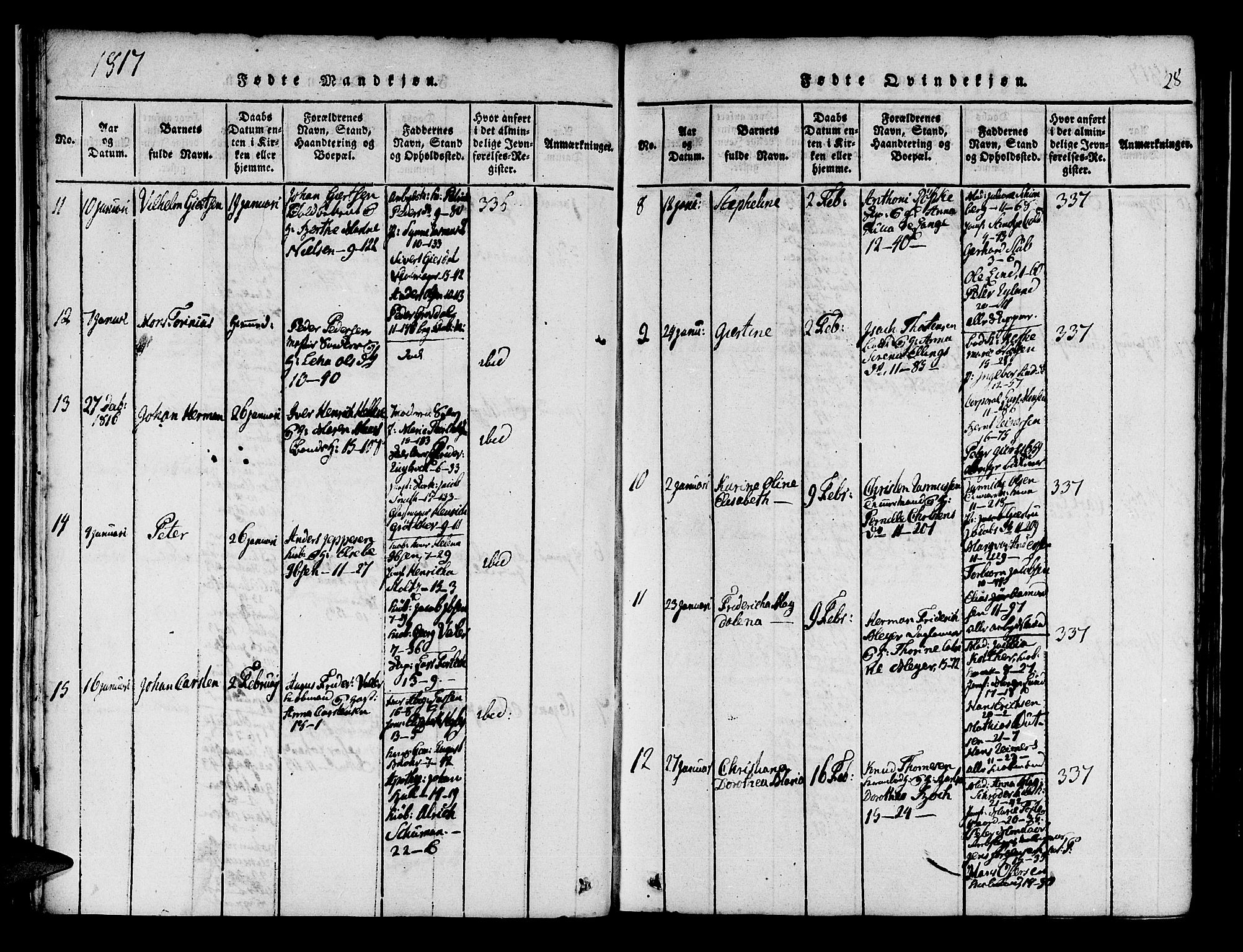 Domkirken sokneprestembete, AV/SAB-A-74801/H/Haa/L0010: Parish register (official) no. A 10, 1816-1821, p. 28