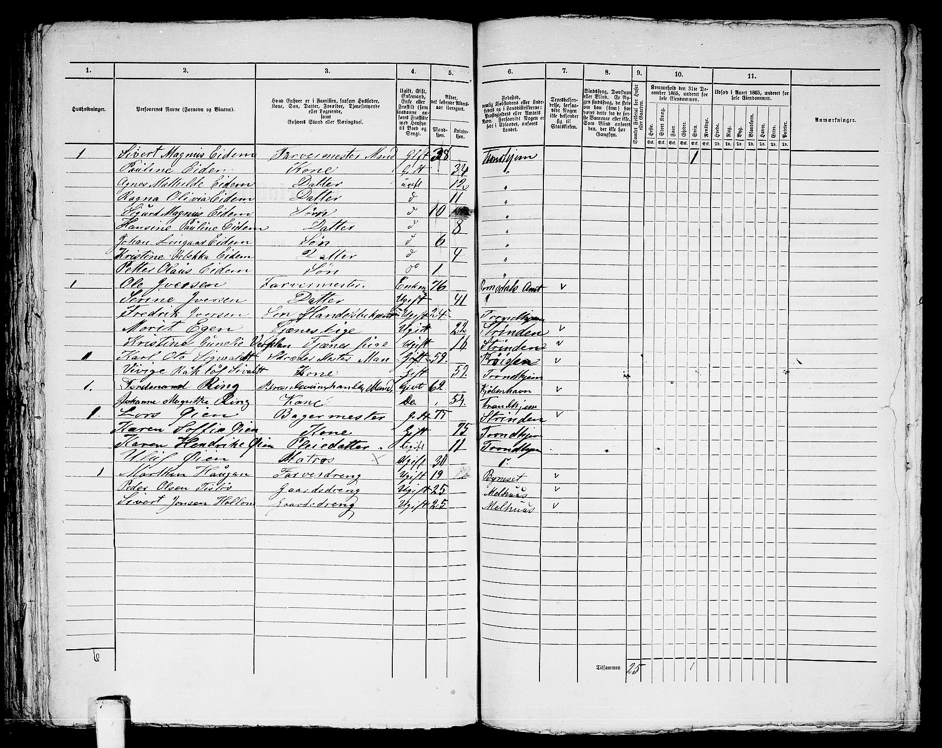 RA, 1865 census for Trondheim, 1865, p. 868