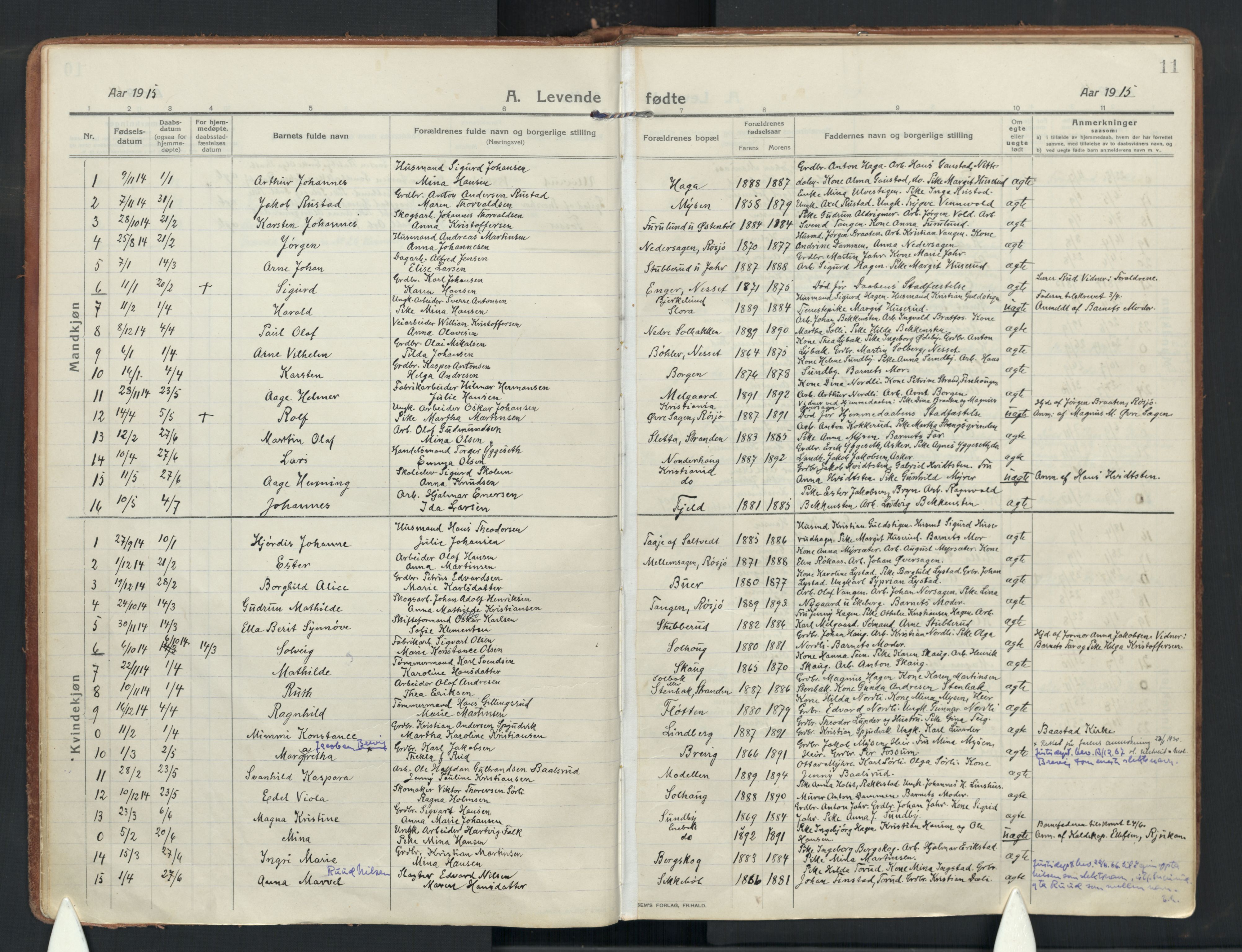 Enebakk prestekontor Kirkebøker, SAO/A-10171c/F/Fa/L0019: Parish register (official) no. I 19, 1912-1935, p. 11