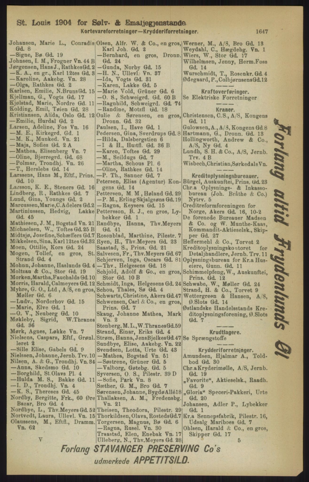 Kristiania/Oslo adressebok, PUBL/-, 1911, p. 1647