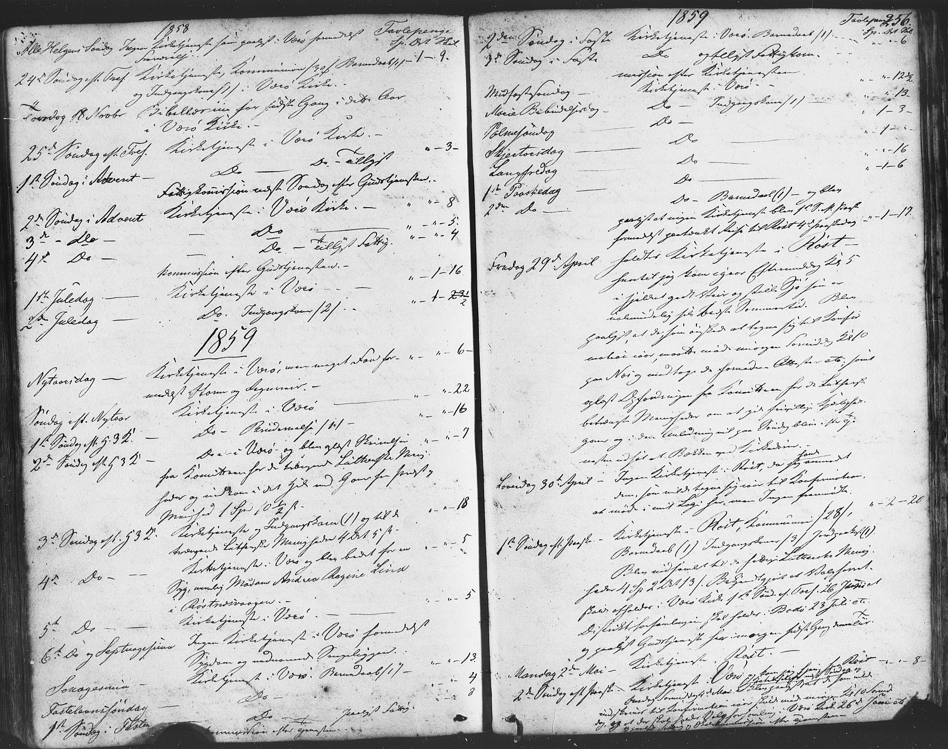 Ministerialprotokoller, klokkerbøker og fødselsregistre - Nordland, SAT/A-1459/807/L0121: Parish register (official) no. 807A04, 1846-1879, p. 256