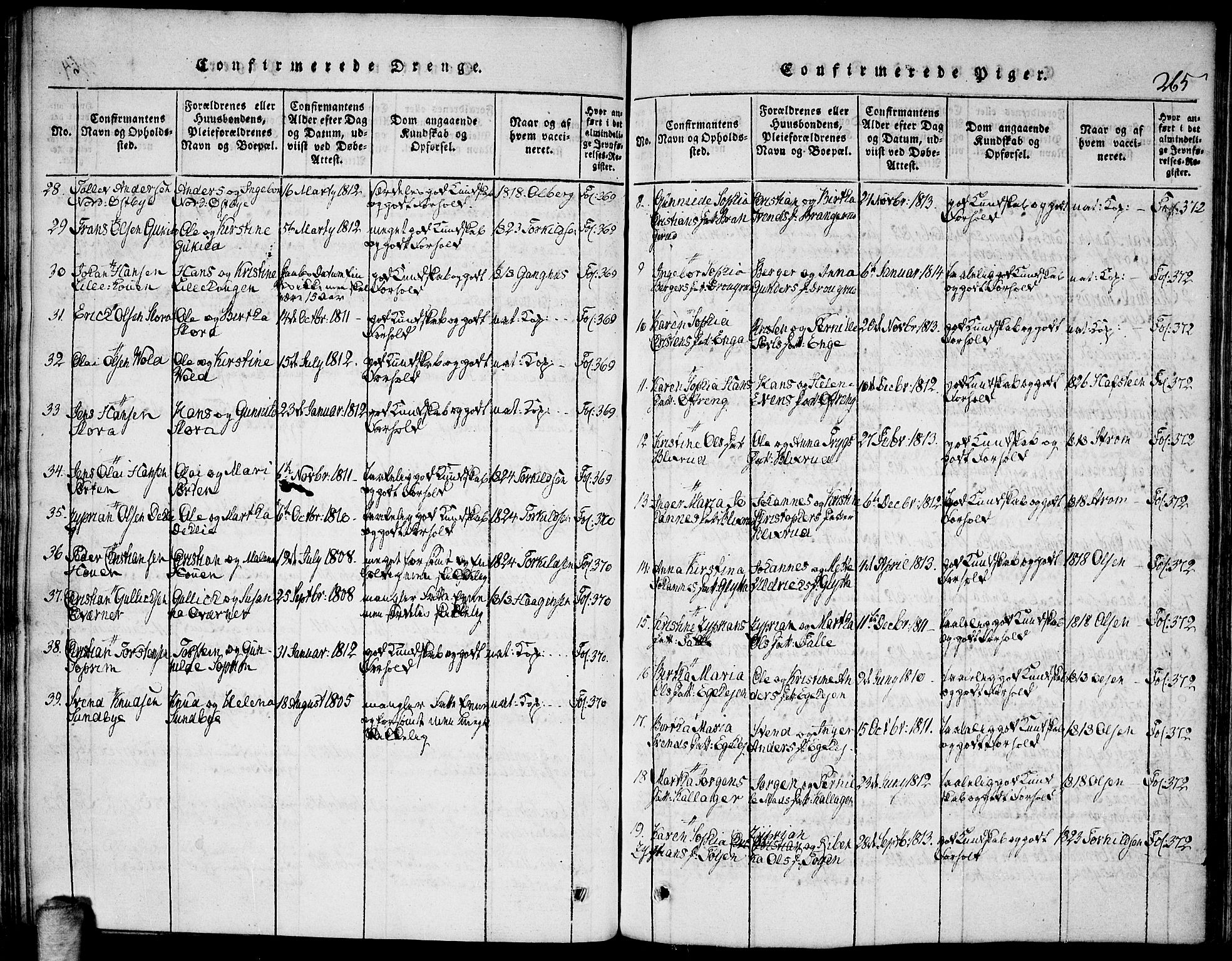 Høland prestekontor Kirkebøker, AV/SAO-A-10346a/F/Fa/L0007: Parish register (official) no. I 7, 1814-1827, p. 265