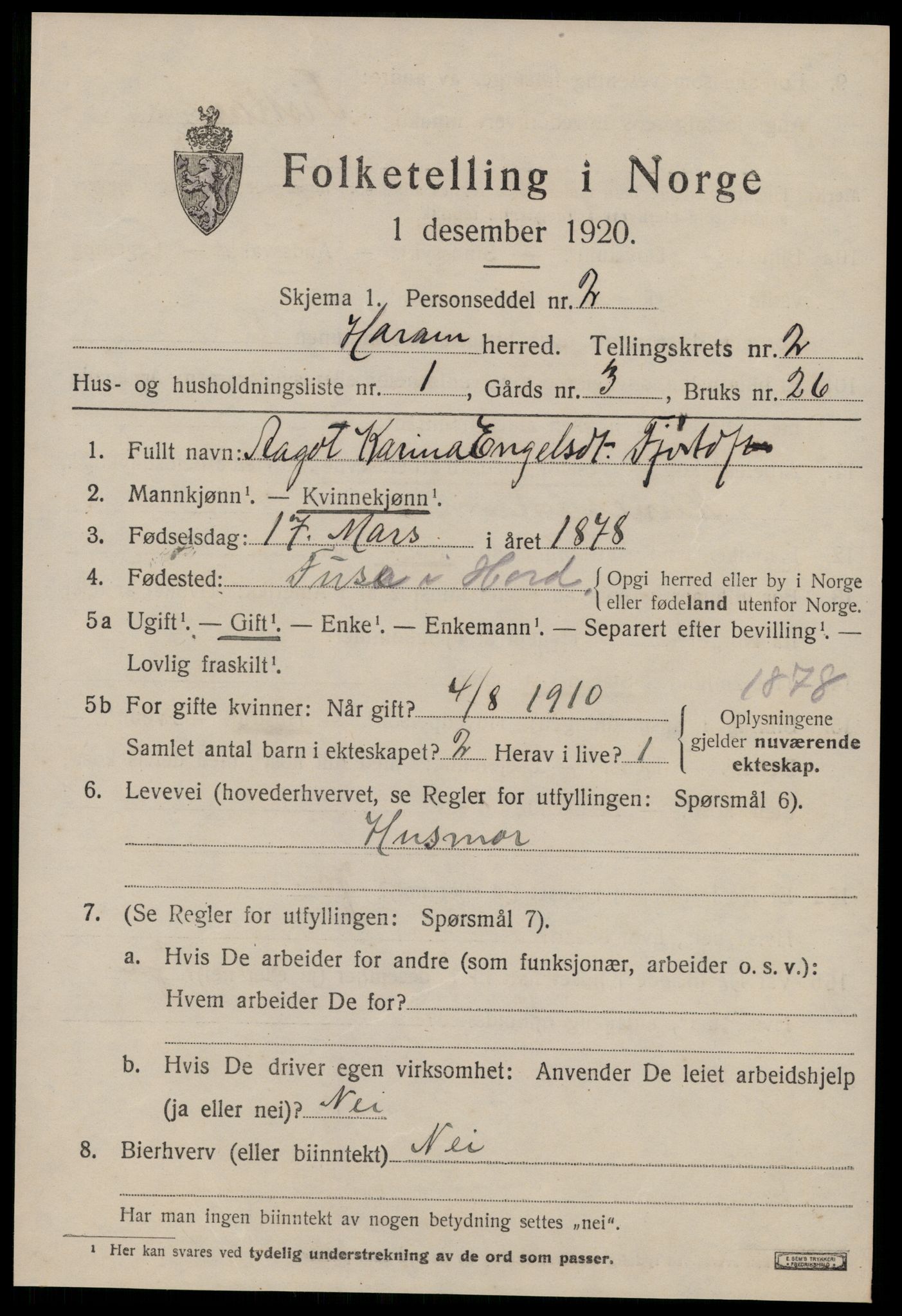 SAT, 1920 census for Haram, 1920, p. 1363