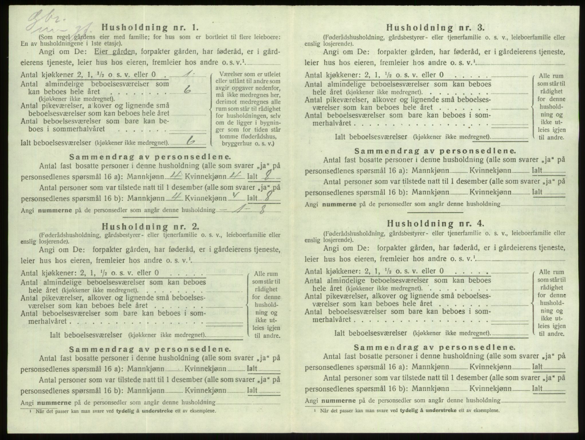 SAB, 1920 census for Gloppen, 1920, p. 825