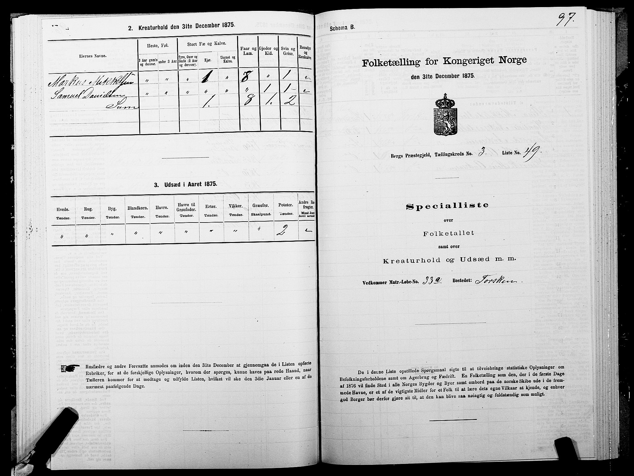 SATØ, 1875 census for 1929P Berg, 1875, p. 2097