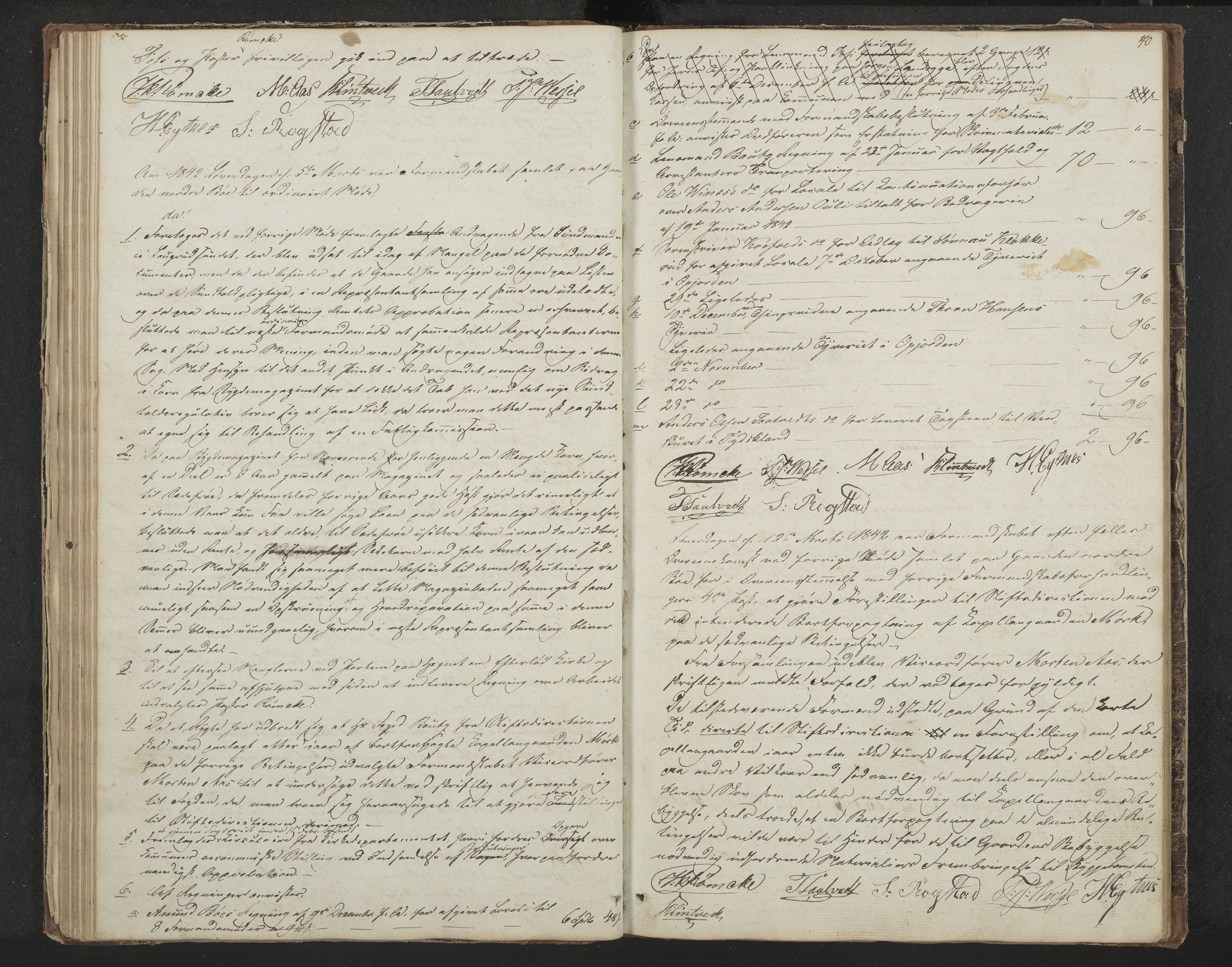 Sandsvær formannskap, IKAK/0629021-1/A/L0001: Møtebok med register, 1837-1846, p. 40