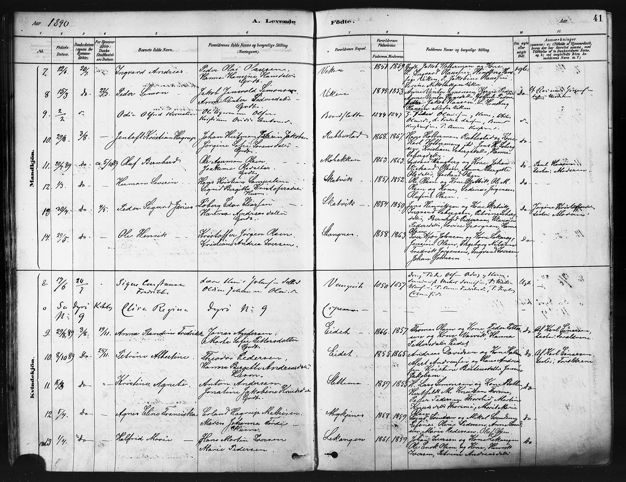 Tranøy sokneprestkontor, SATØ/S-1313/I/Ia/Iaa/L0009kirke: Parish register (official) no. 9, 1878-1904, p. 41