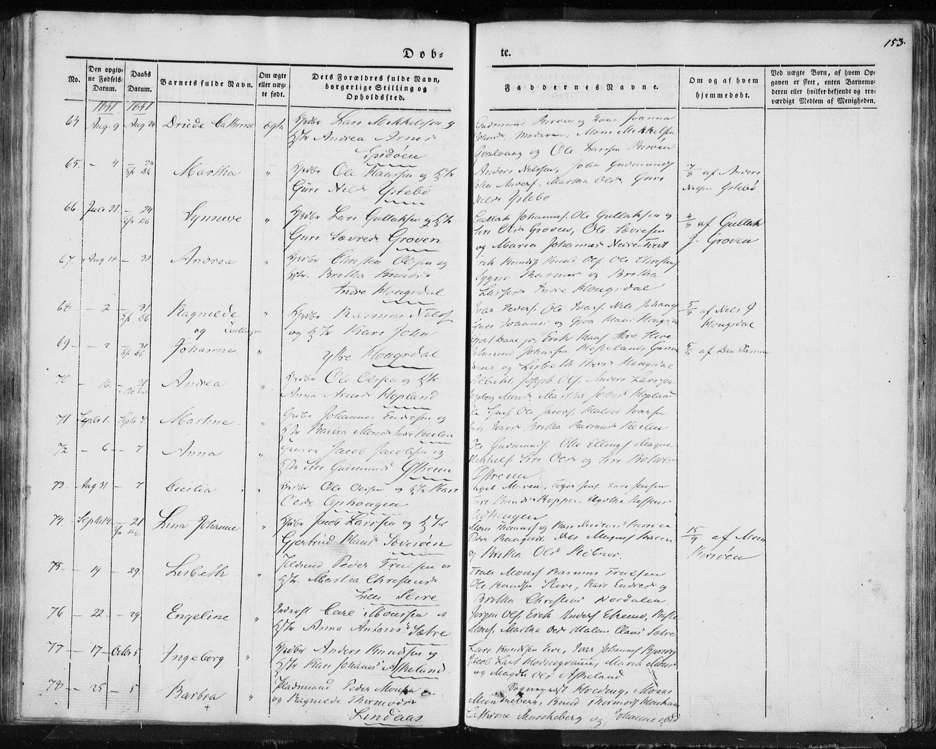 Lindås Sokneprestembete, AV/SAB-A-76701/H/Haa/Haaa/L0010: Parish register (official) no. A 10, 1842-1862, p. 153