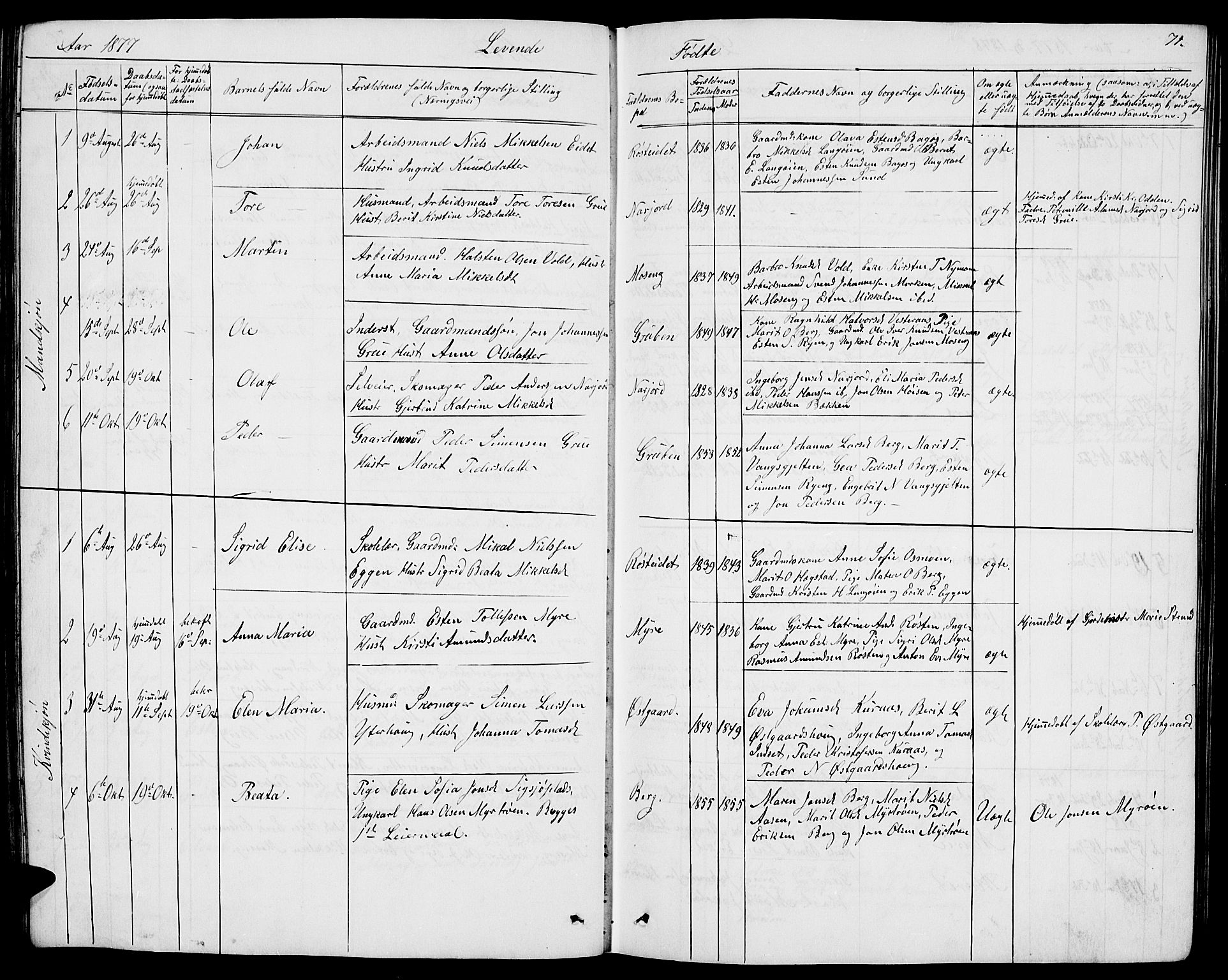 Tolga prestekontor, AV/SAH-PREST-062/L/L0004: Parish register (copy) no. 4, 1845-1887, p. 71