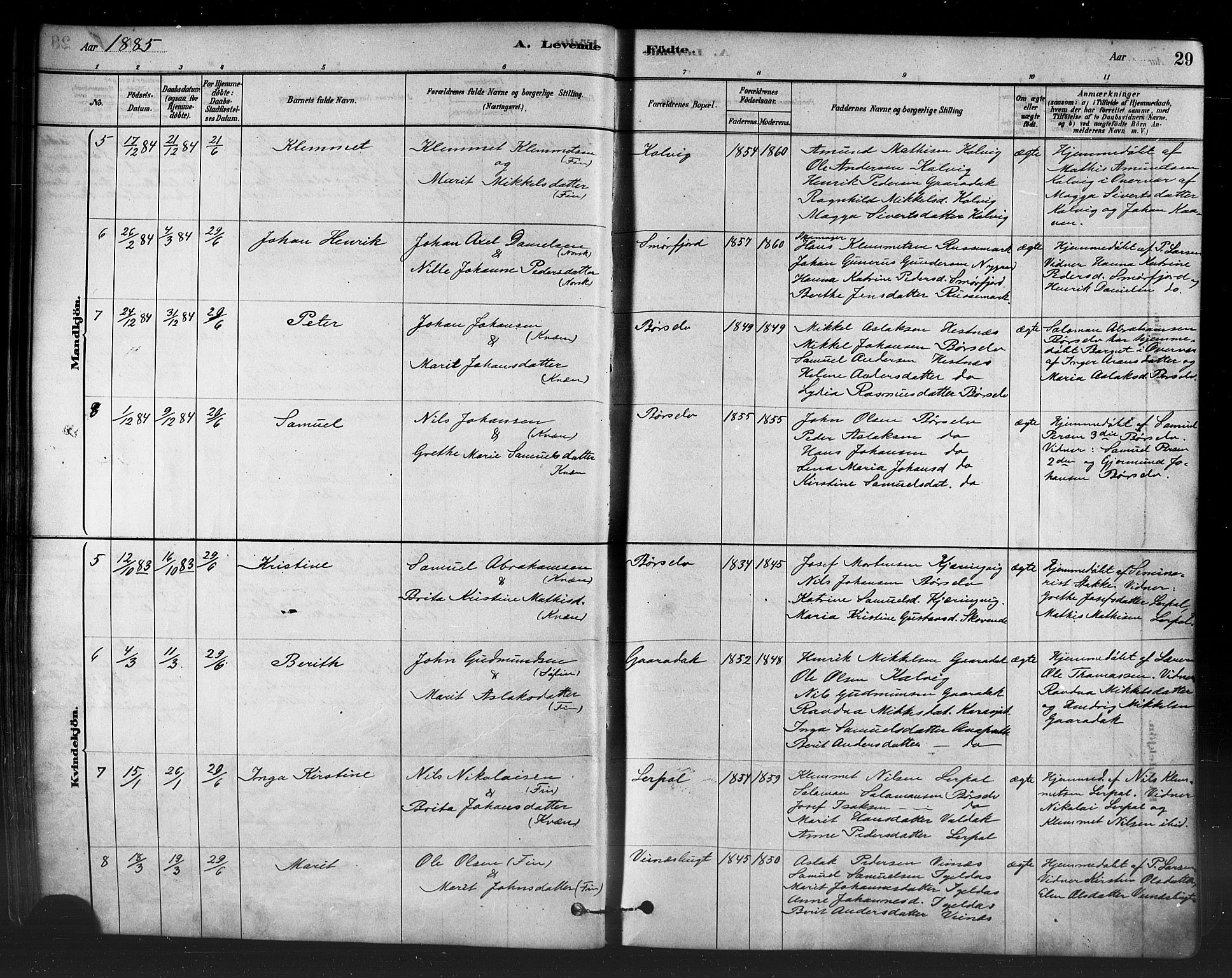 Kistrand/Porsanger sokneprestembete, AV/SATØ-S-1351/H/Ha/L0007.kirke: Parish register (official) no. 7, 1881-1889, p. 29