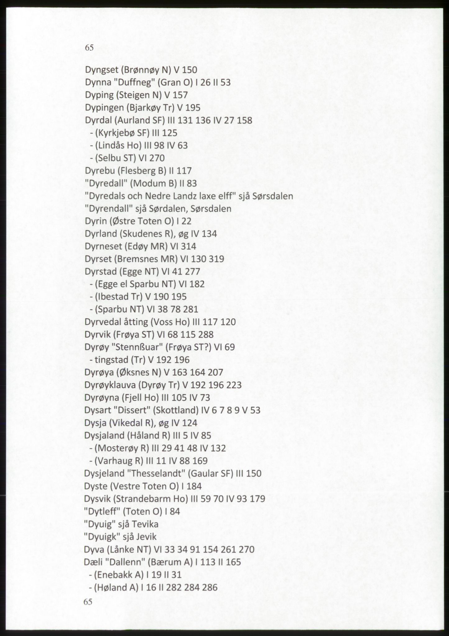 Publikasjoner utgitt av Arkivverket, PUBL/PUBL-001/C/0009: Stedsnavnregister, 1548-1567, p. 65