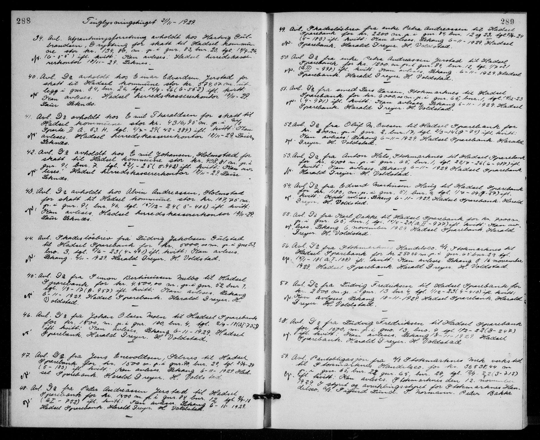 Vesterålen sorenskriveri, SAT/A-4180/1/2/2Ca/L0048: Mortgage book no. 41, 1928-1932, Deed date: 21.11.1929