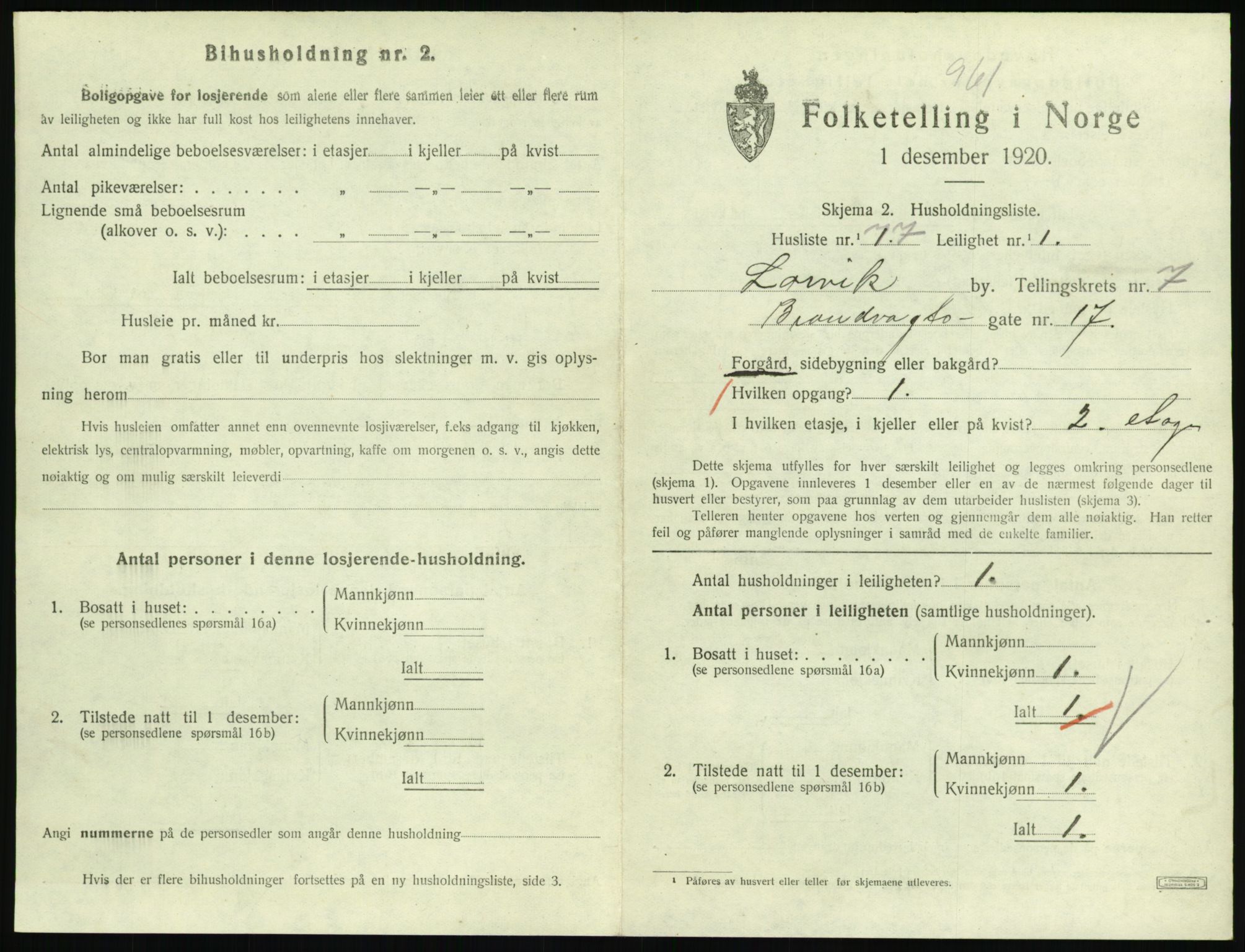 SAKO, 1920 census for Larvik, 1920, p. 6268