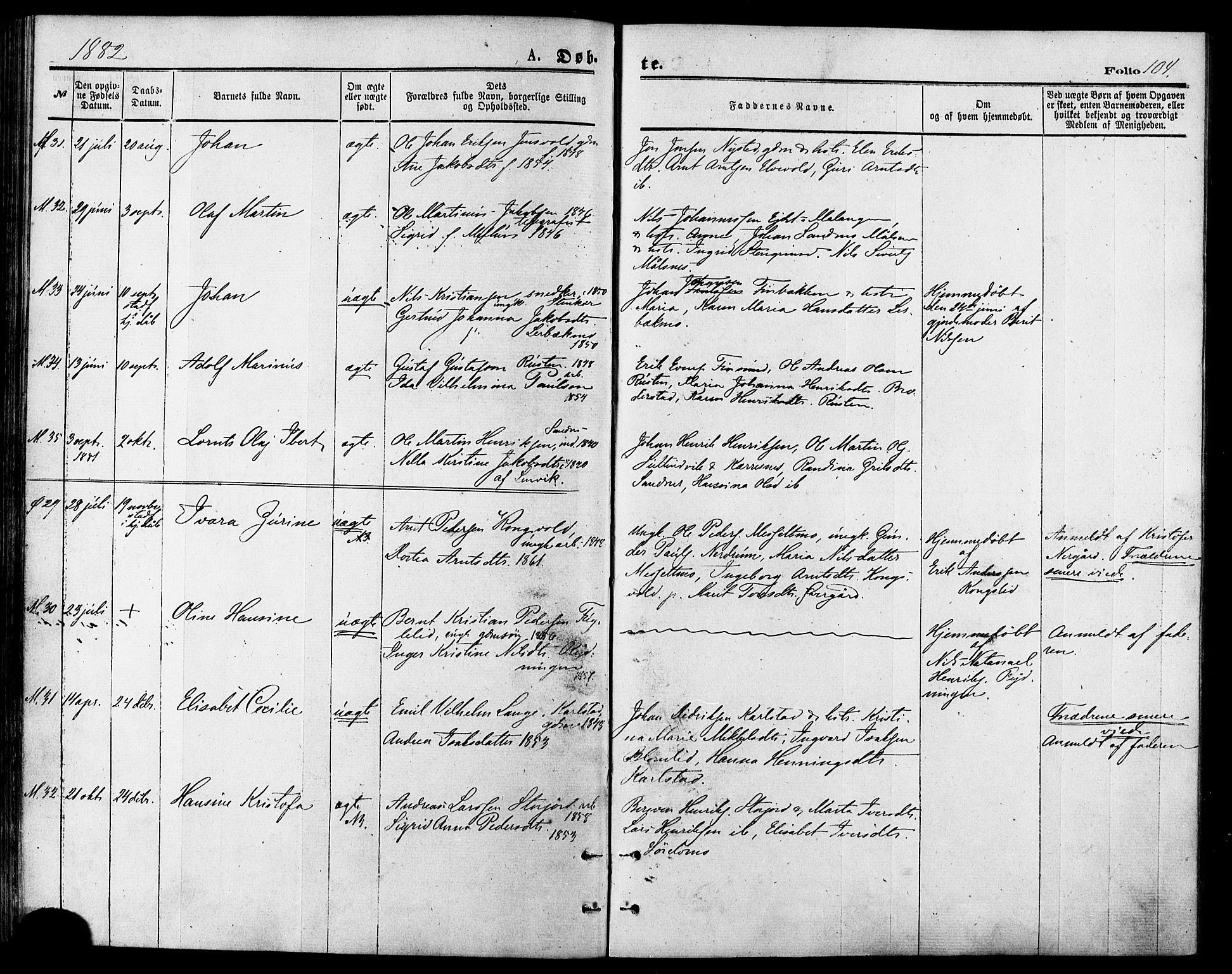 Målselv sokneprestembete, AV/SATØ-S-1311/G/Ga/Gaa/L0005kirke: Parish register (official) no. 5, 1872-1884, p. 104