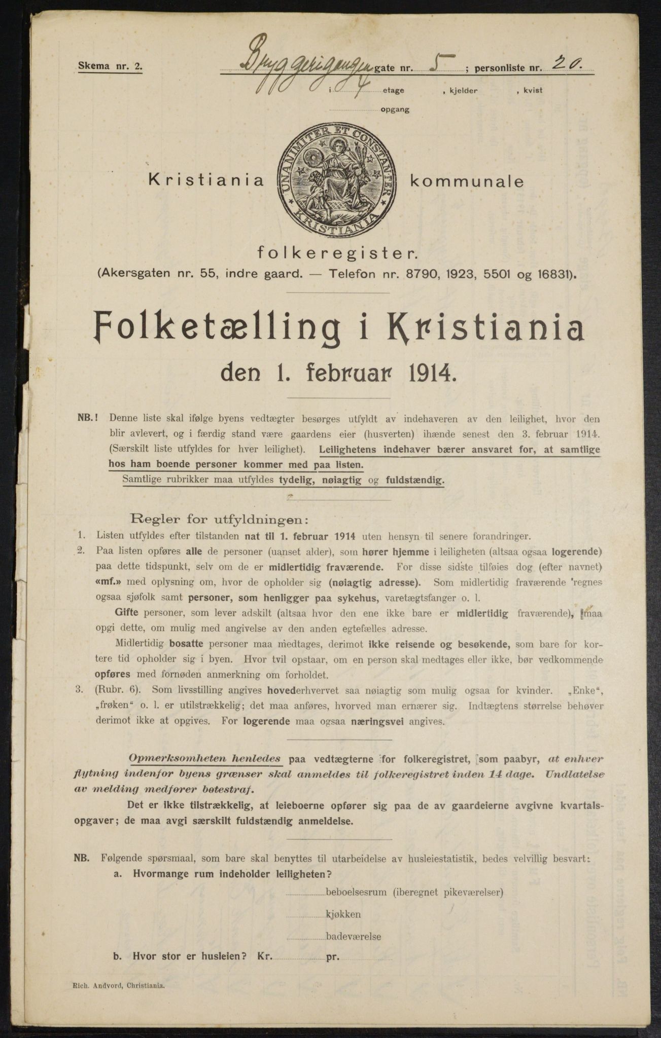 OBA, Municipal Census 1914 for Kristiania, 1914, p. 10287