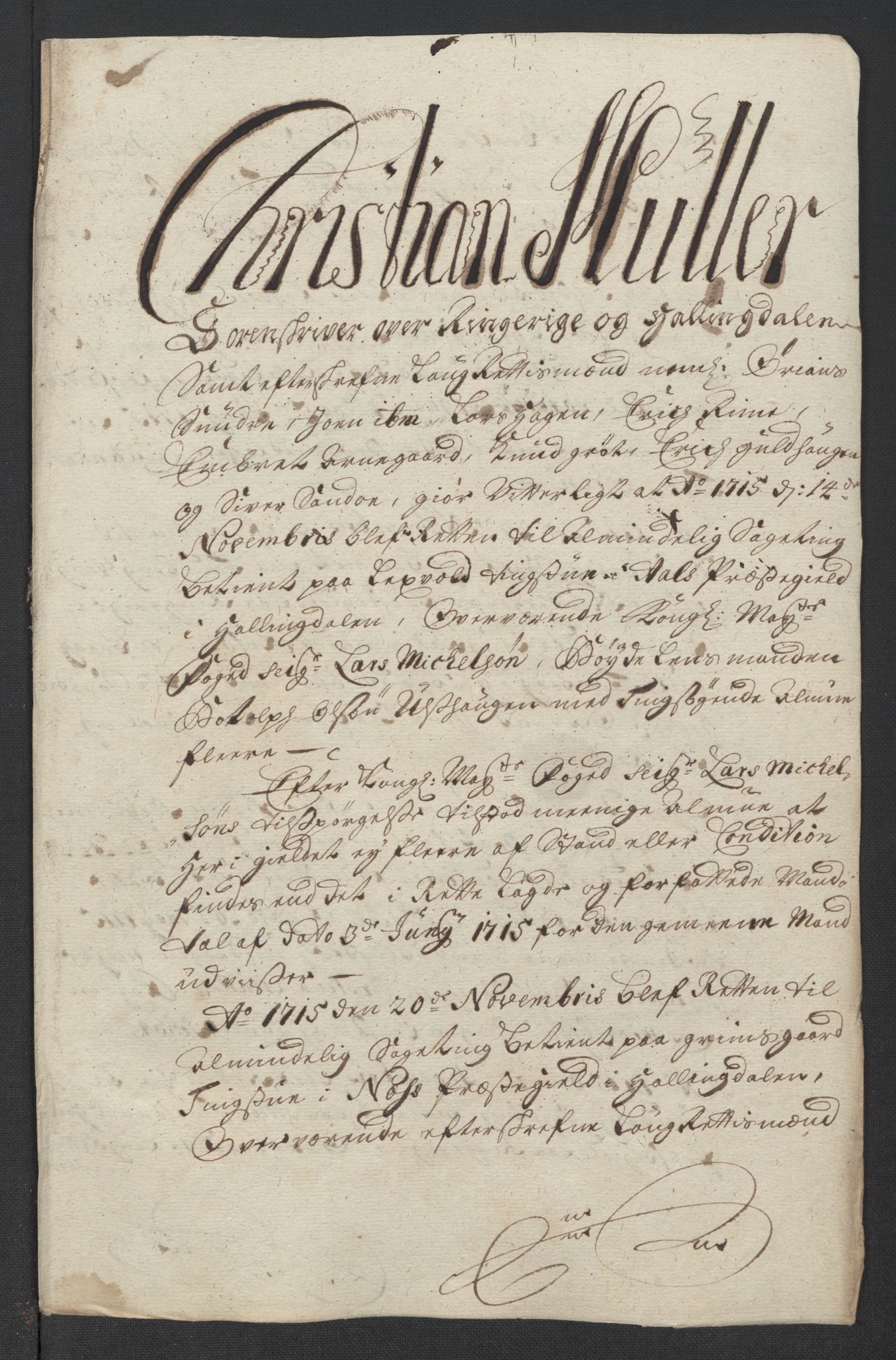 Rentekammeret inntil 1814, Reviderte regnskaper, Fogderegnskap, AV/RA-EA-4092/R23/L1473: Fogderegnskap Ringerike og Hallingdal, 1715, p. 161