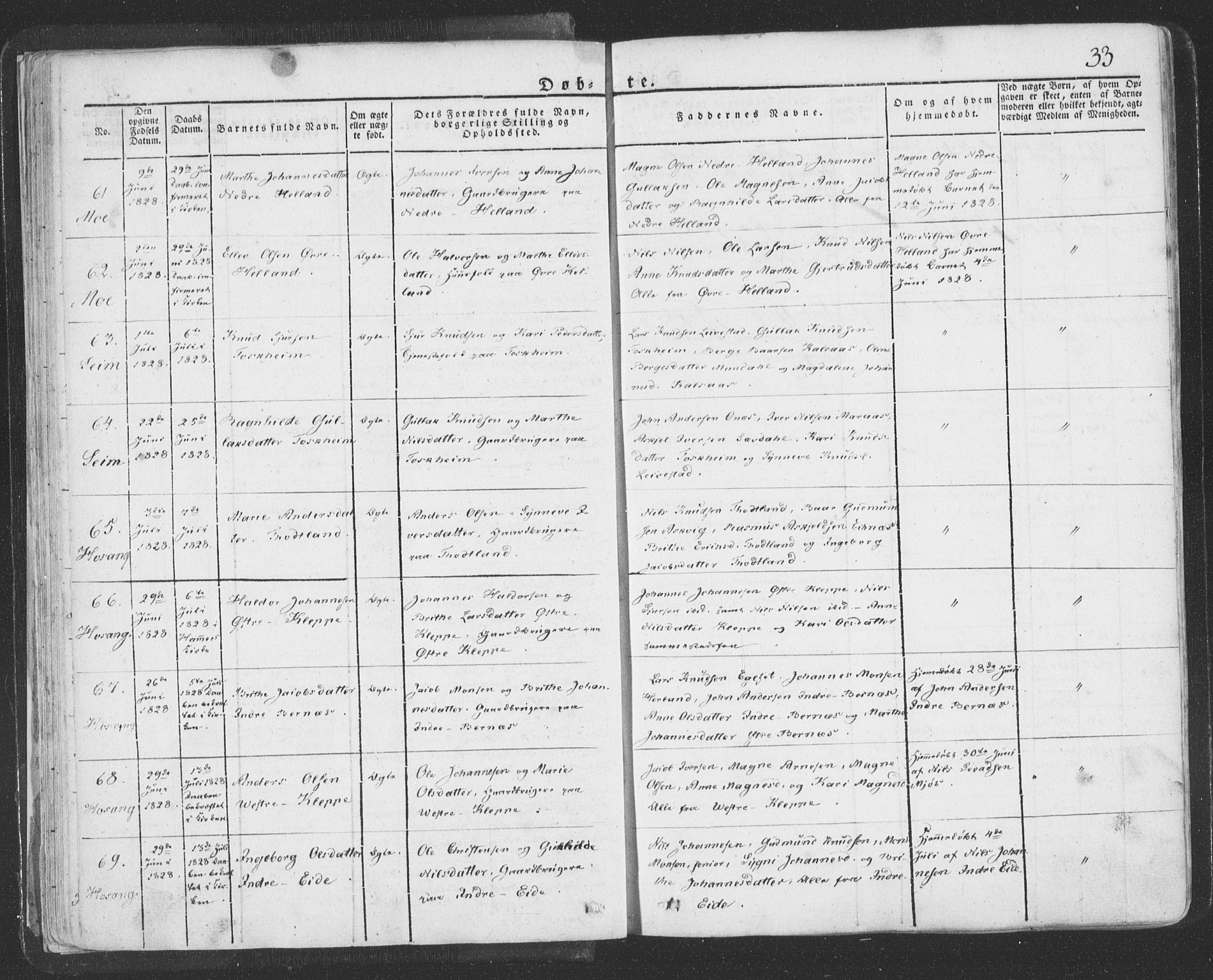 Hosanger sokneprestembete, AV/SAB-A-75801/H/Haa: Parish register (official) no. A 6, 1824-1835, p. 33