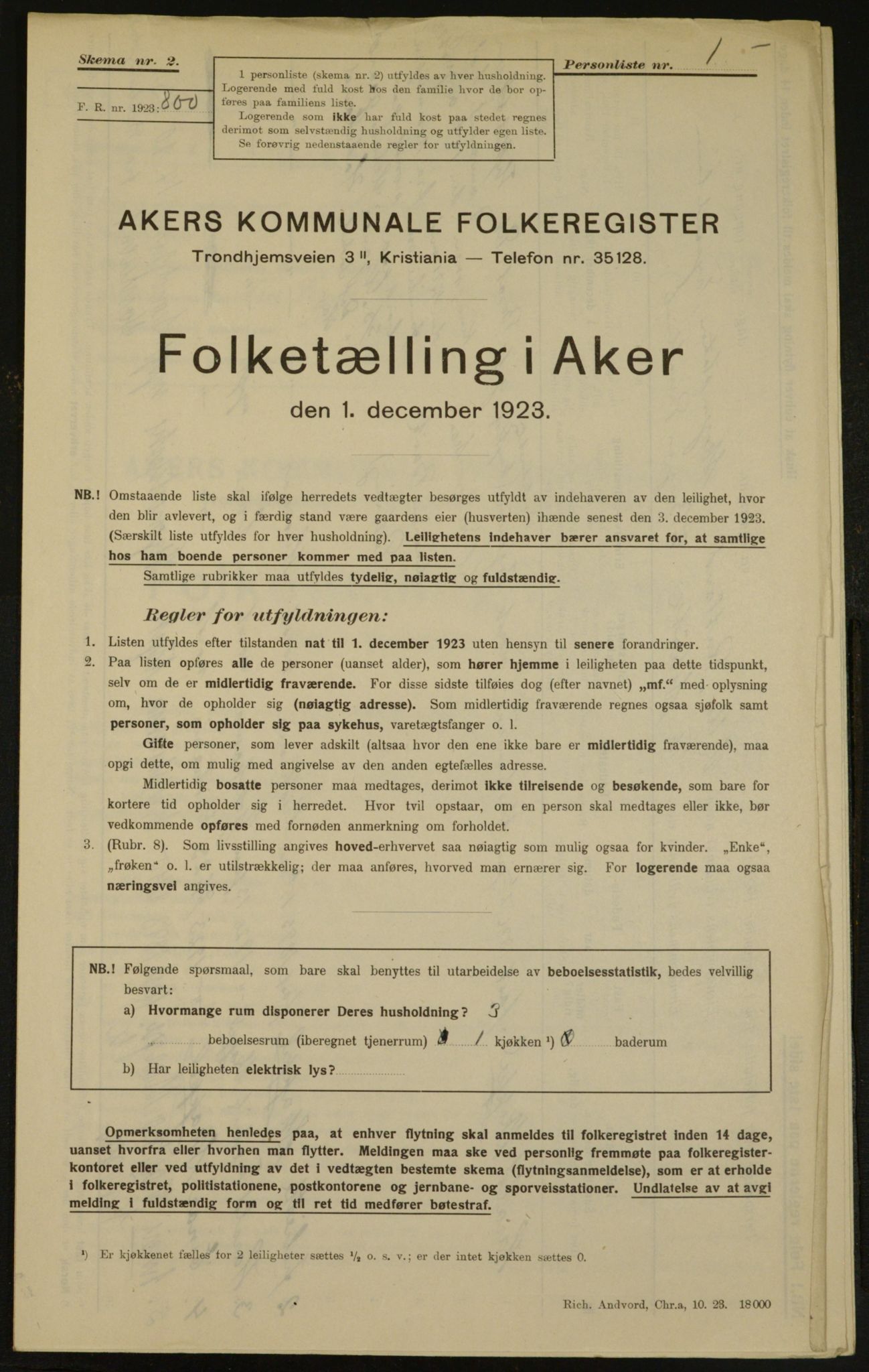 , Municipal Census 1923 for Aker, 1923, p. 4881