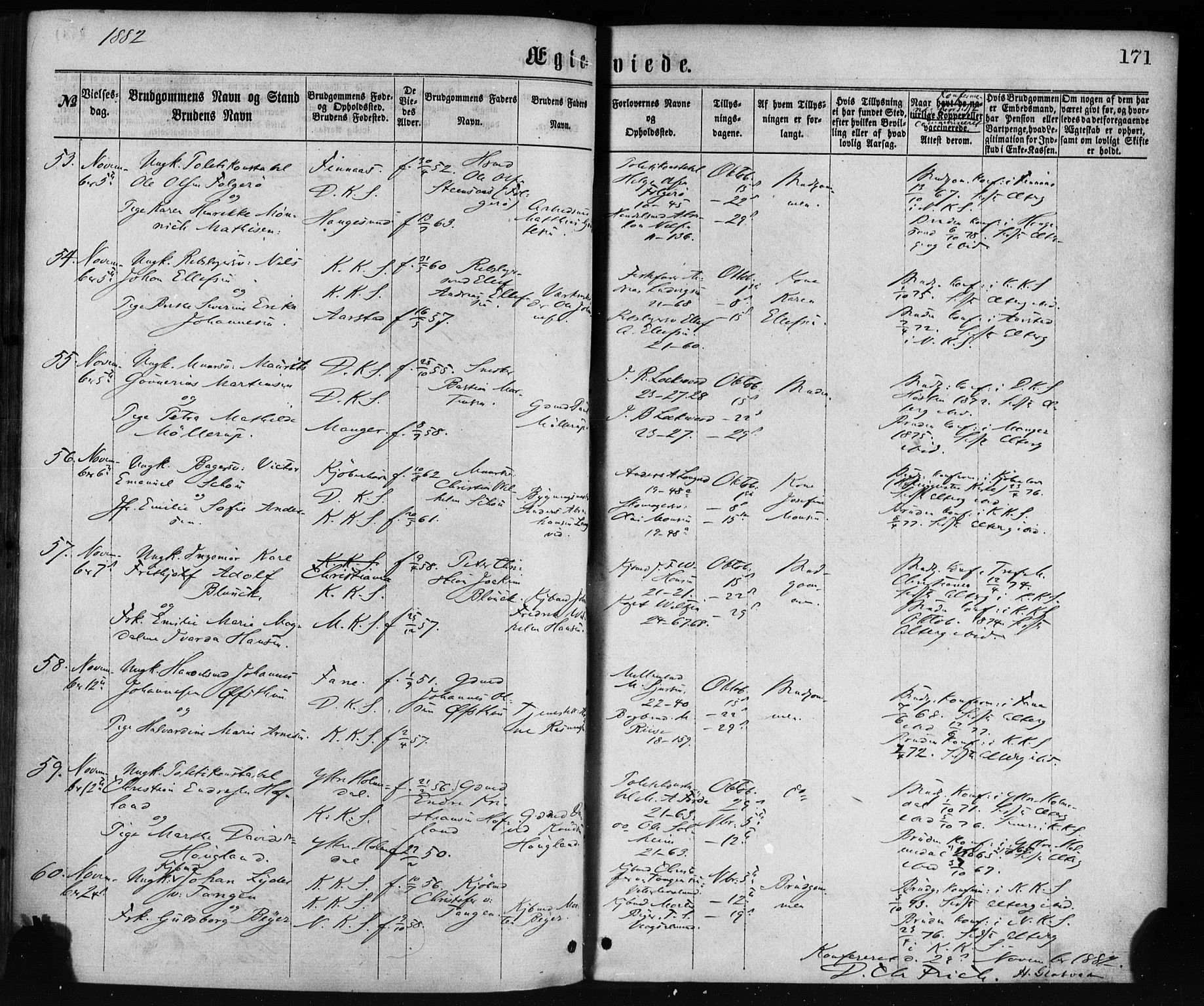 Korskirken sokneprestembete, SAB/A-76101/H/Haa/L0036: Parish register (official) no. D 3, 1867-1882, p. 171