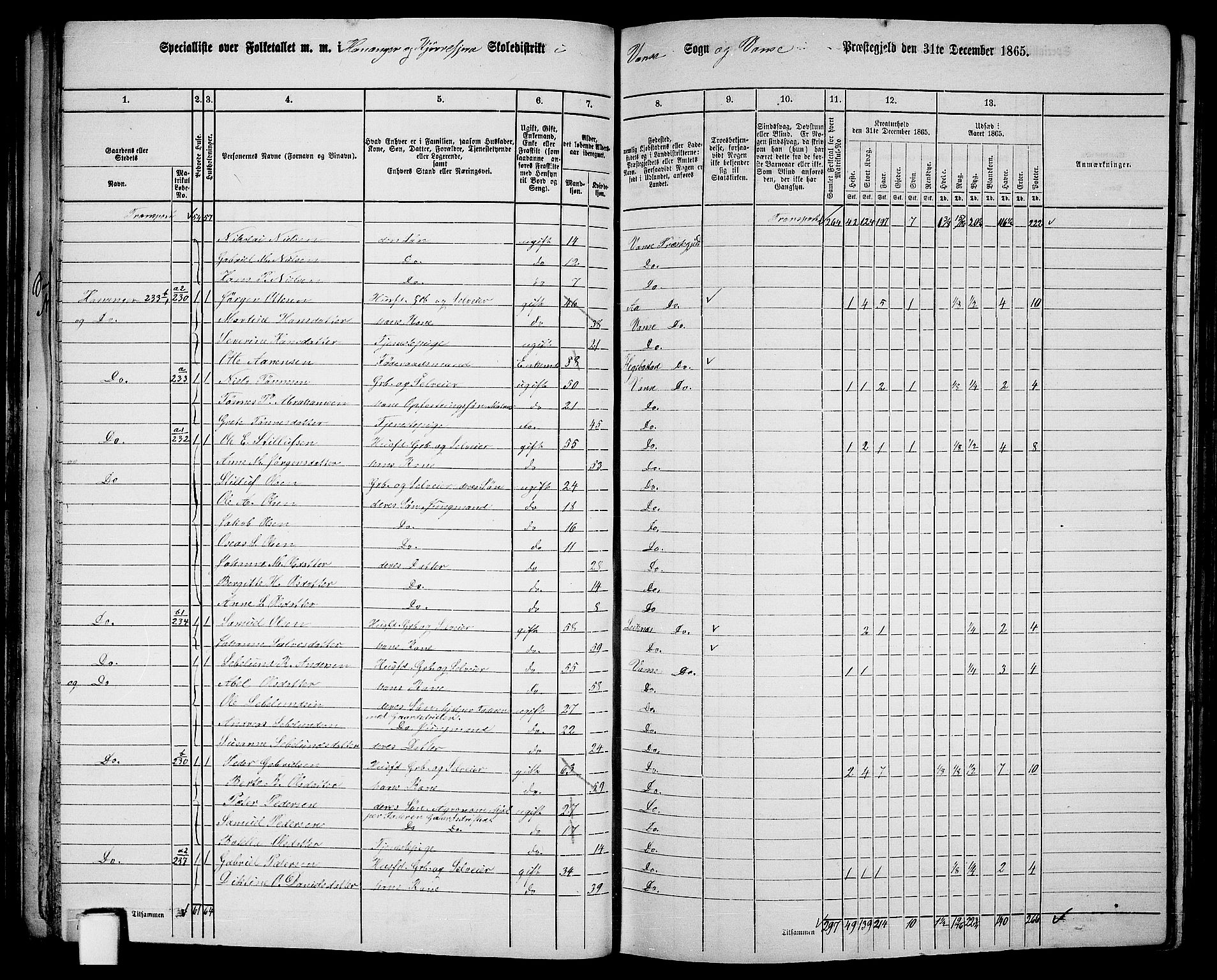 RA, 1865 census for Vanse/Vanse og Farsund, 1865, p. 67