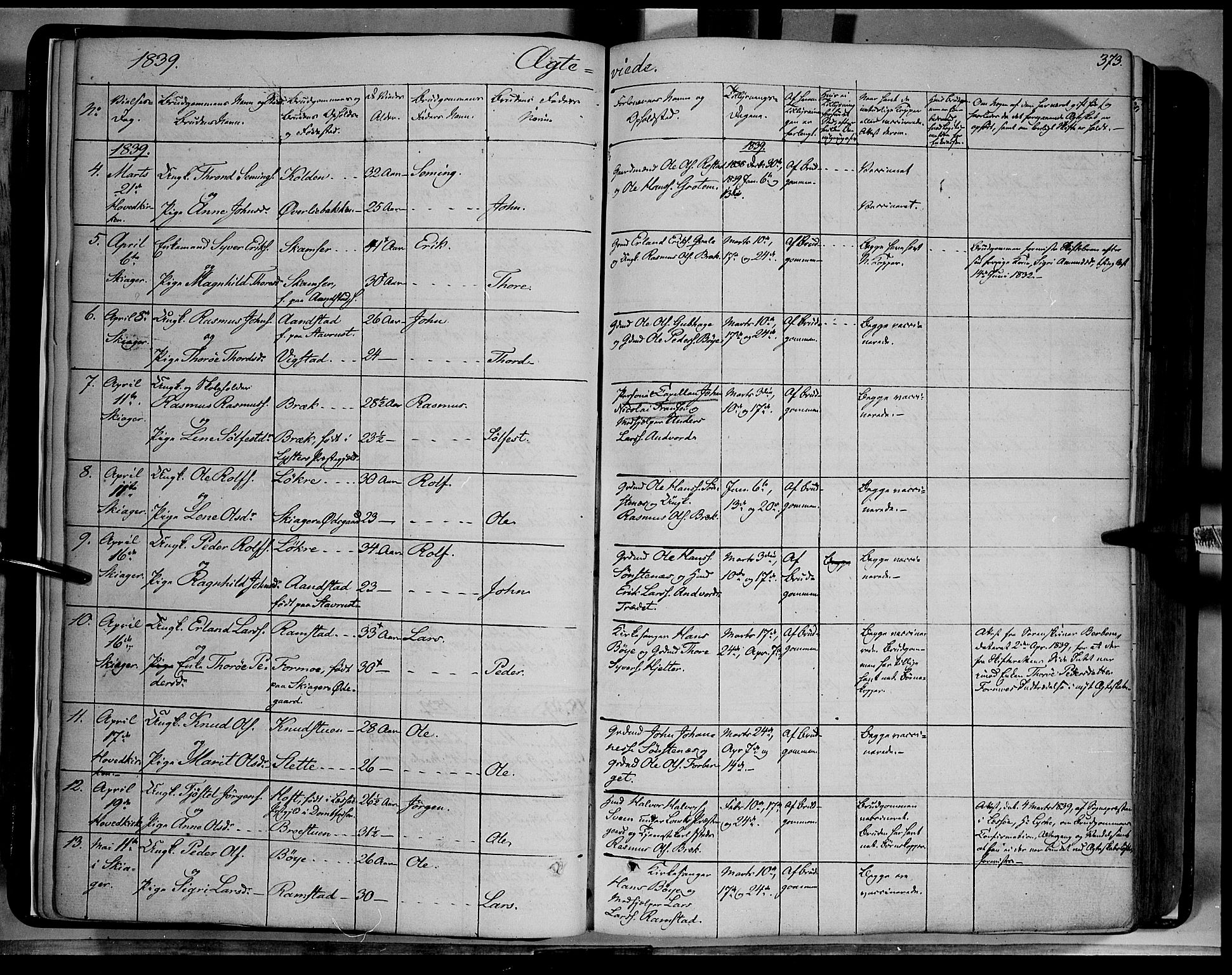 Lom prestekontor, SAH/PREST-070/K/L0006: Parish register (official) no. 6B, 1837-1863, p. 373