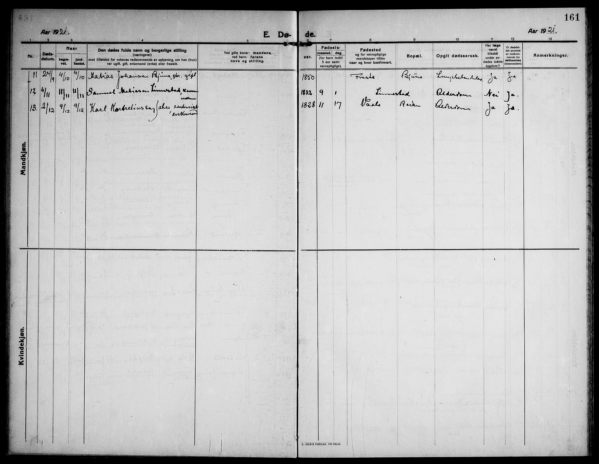 Ramnes kirkebøker, SAKO/A-314/F/Fa/L0009: Parish register (official) no. I 9, 1912-1929, p. 161