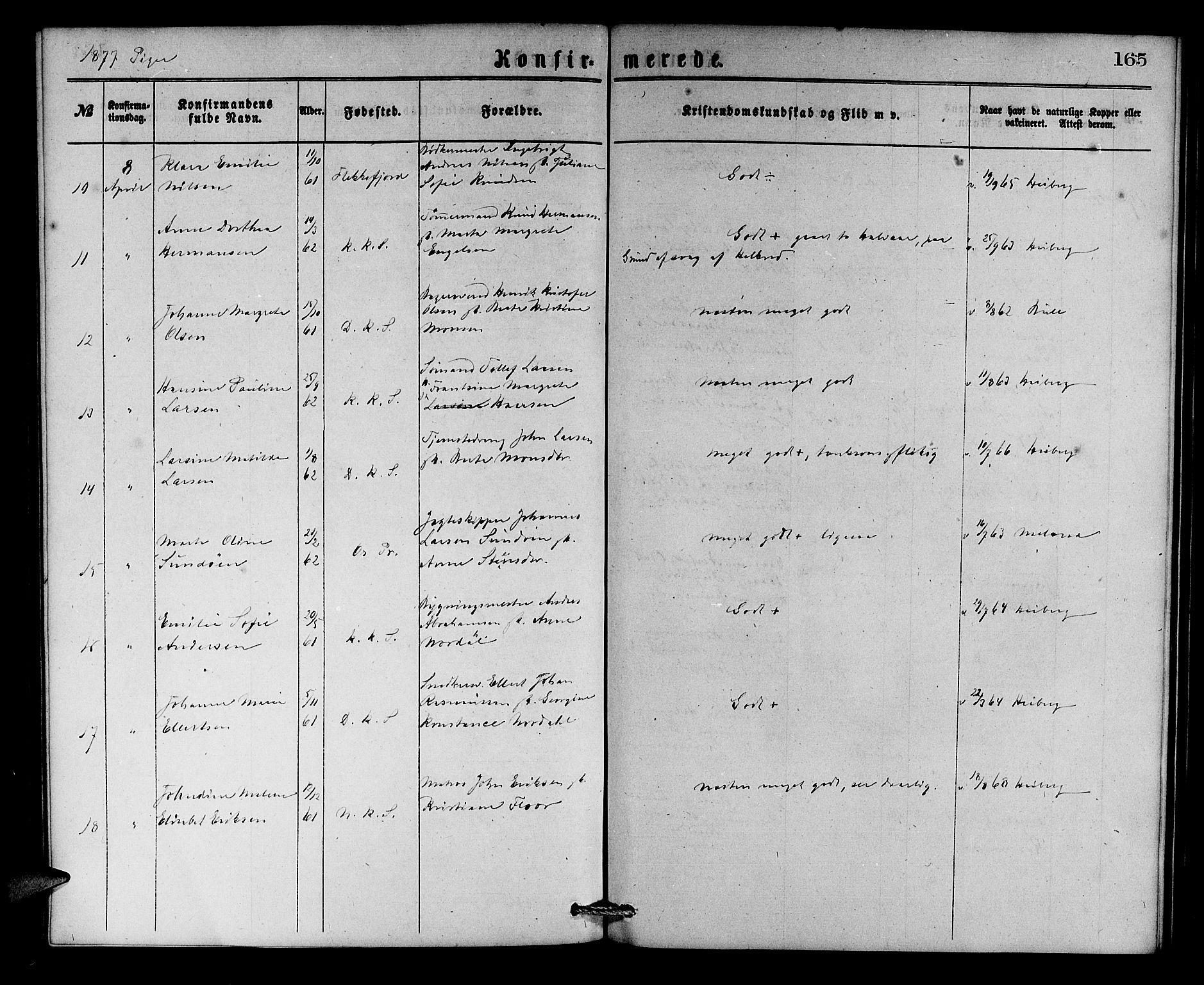 Korskirken sokneprestembete, SAB/A-76101/H/Hab: Parish register (copy) no. C 2, 1869-1879, p. 165