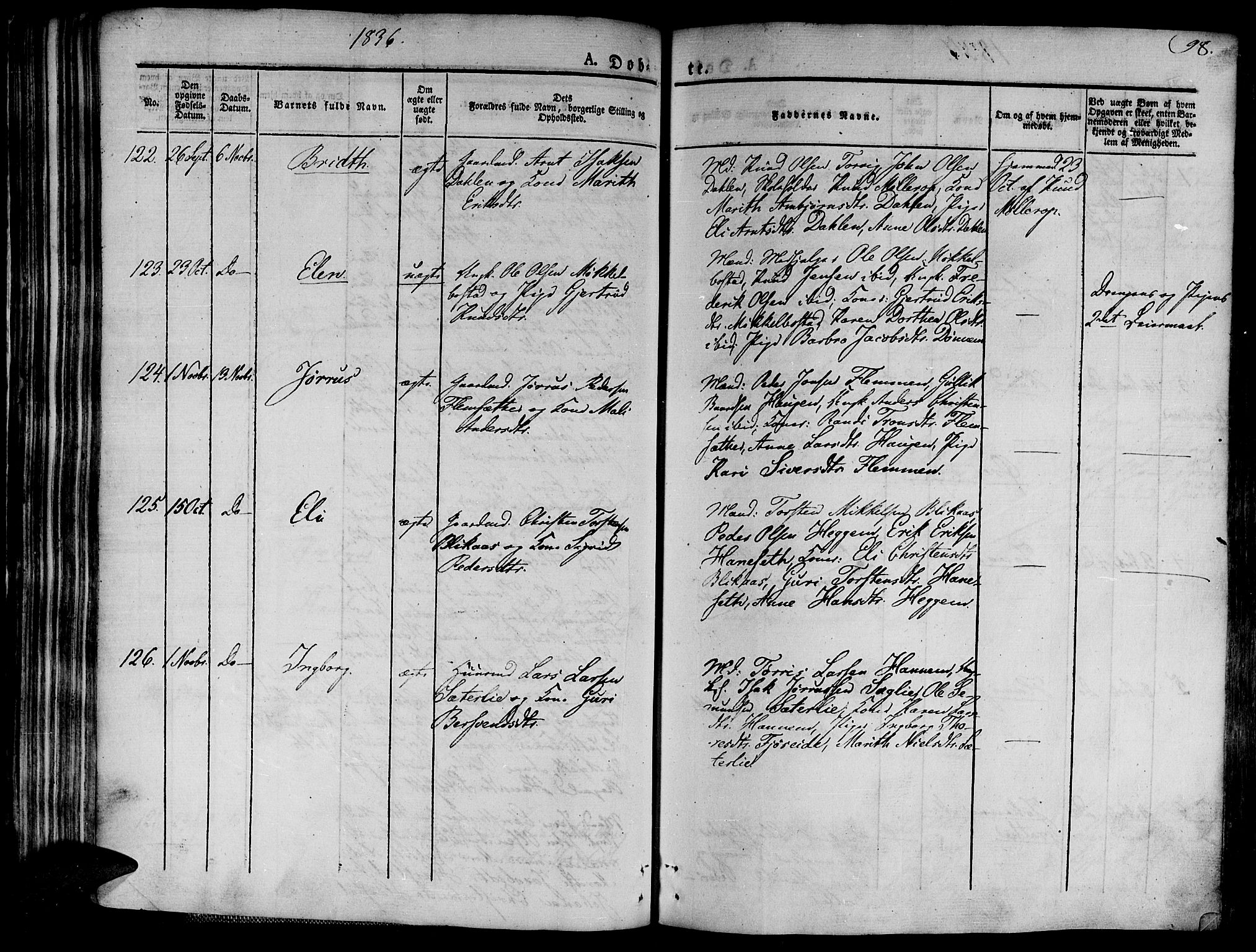 Ministerialprotokoller, klokkerbøker og fødselsregistre - Møre og Romsdal, AV/SAT-A-1454/586/L0983: Parish register (official) no. 586A09, 1829-1843, p. 98