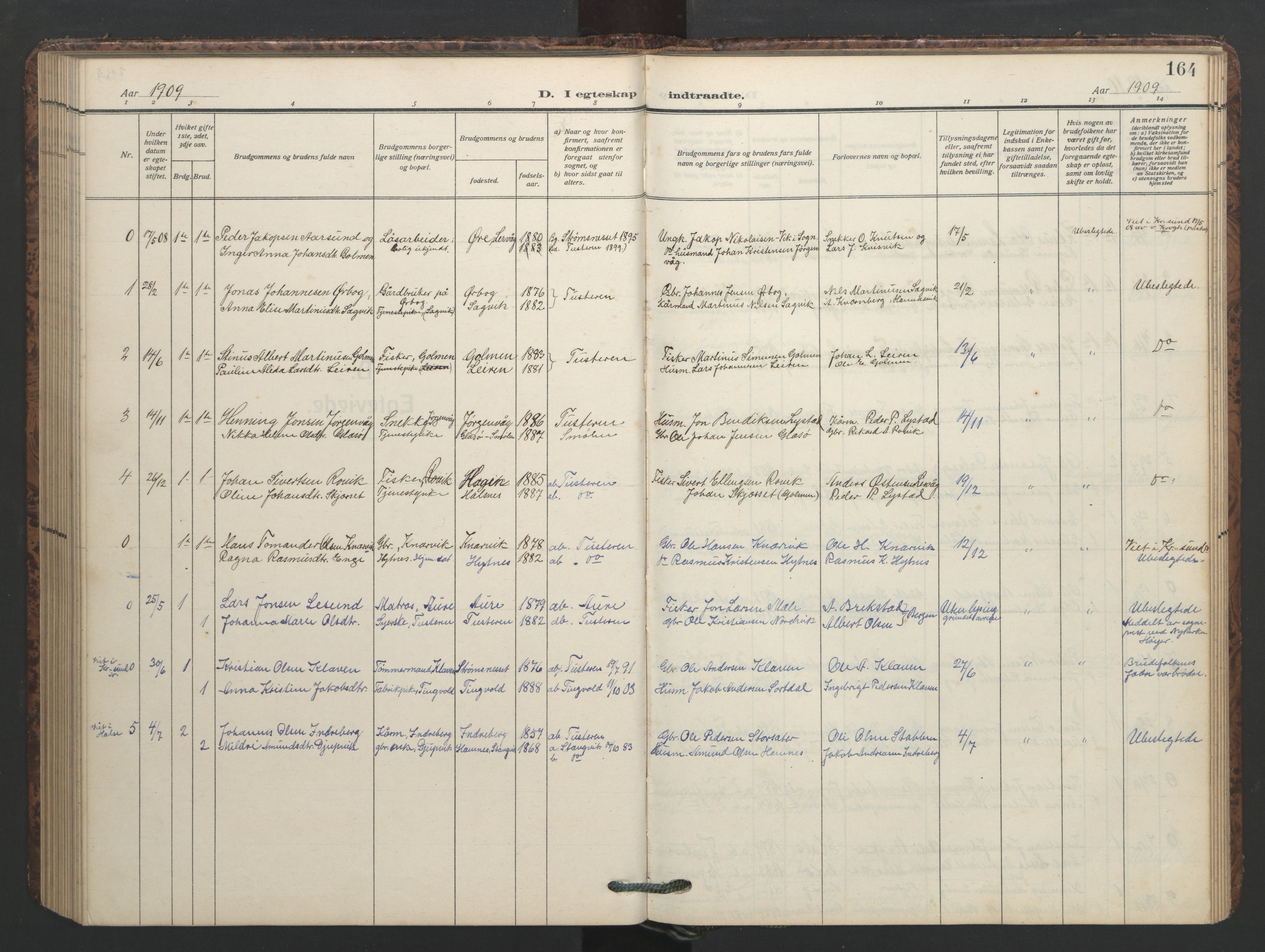 Ministerialprotokoller, klokkerbøker og fødselsregistre - Møre og Romsdal, AV/SAT-A-1454/577/L0897: Parish register (copy) no. 577C01, 1909-1946, p. 164