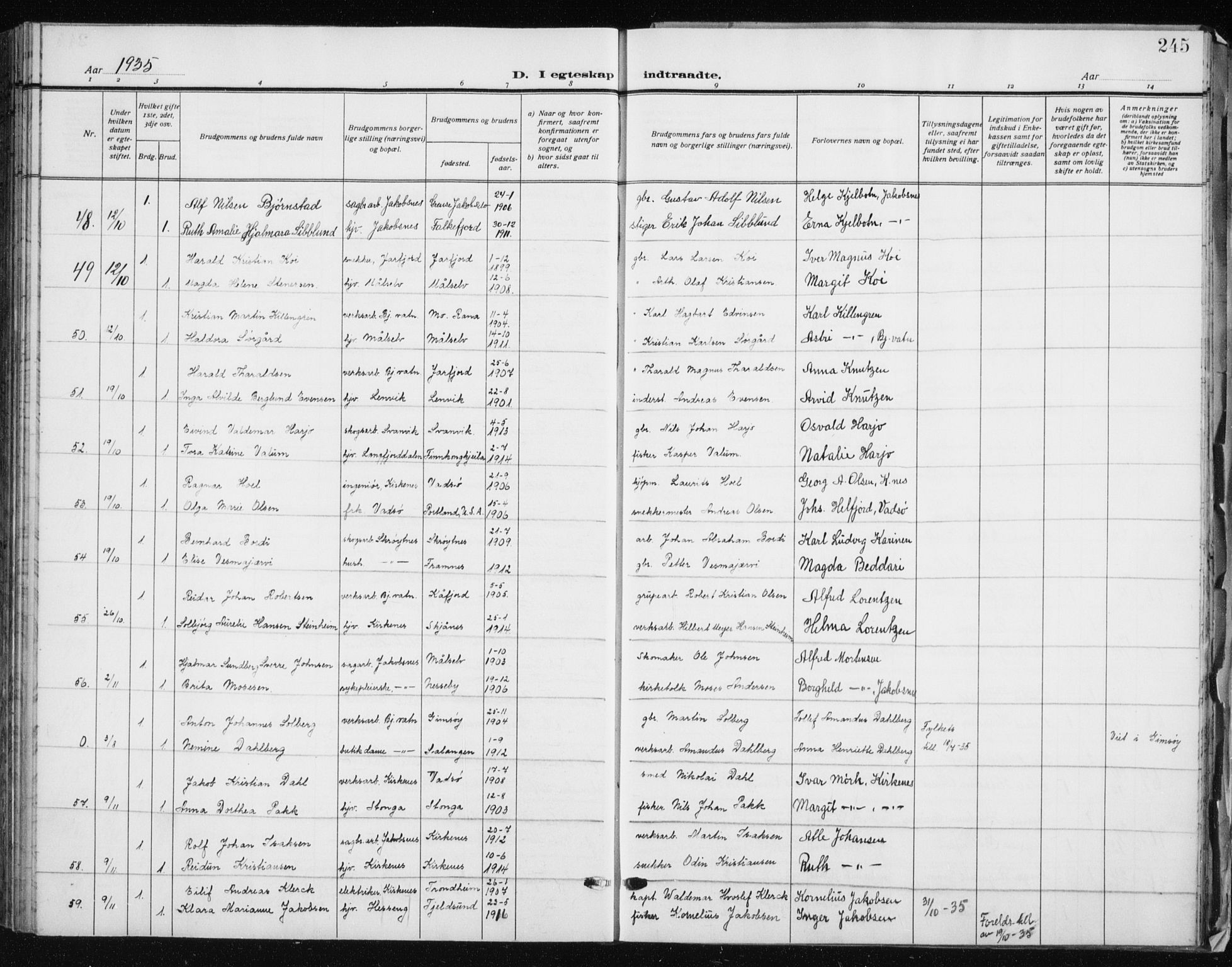 Sør-Varanger sokneprestkontor, AV/SATØ-S-1331/H/Hb/L0006klokker: Parish register (copy) no. 6, 1929-1938, p. 245