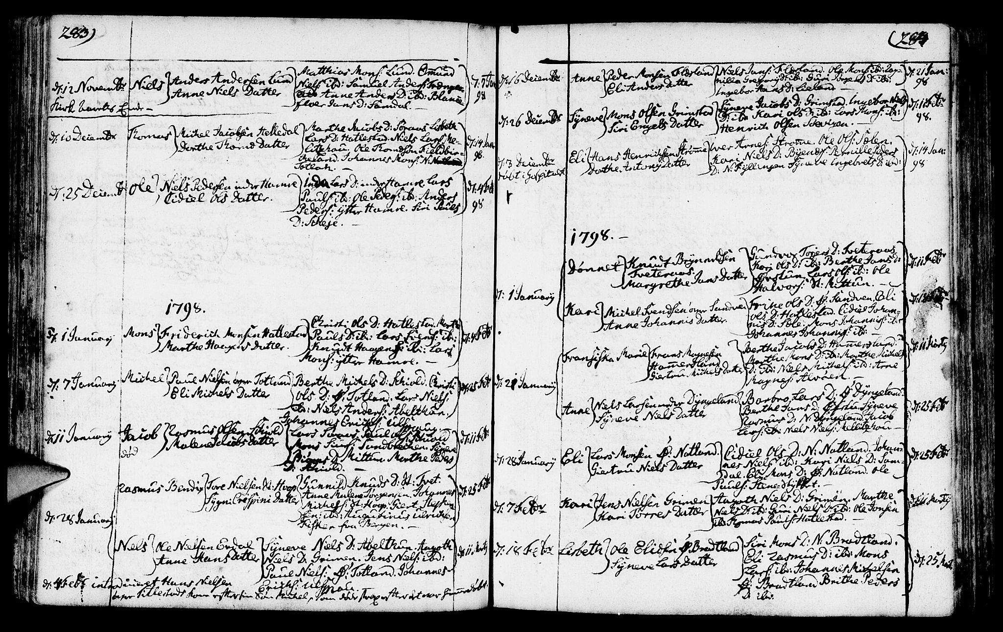 Fana Sokneprestembete, AV/SAB-A-75101/H/Haa/Haaa/L0005: Parish register (official) no. A 5, 1773-1799, p. 283-284