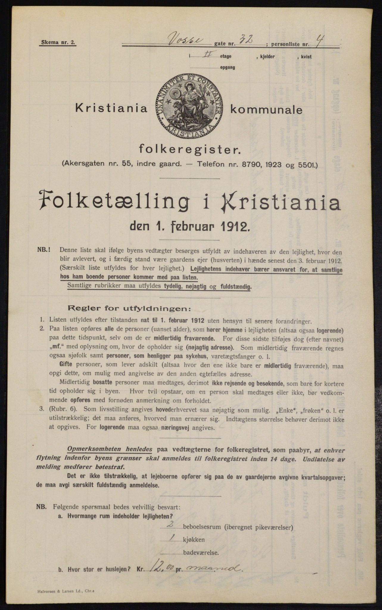 OBA, Municipal Census 1912 for Kristiania, 1912, p. 125517